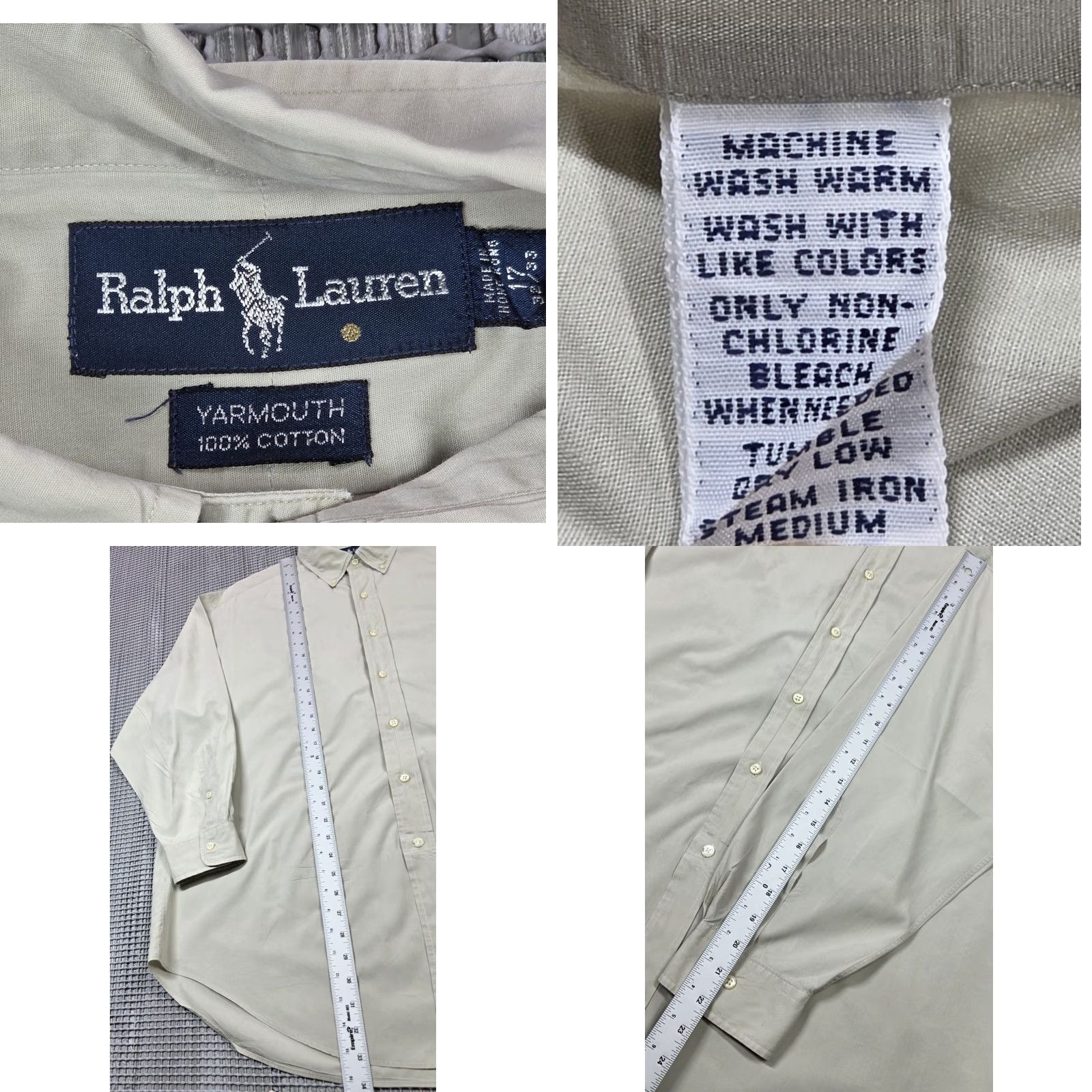 Polo Ralph Lauren Polo Ralph Lauren Beige Button-Up Shirt 17-32/33 Long Sleeve OCBD Oxford Yarmouth Mens Shirt Size US XL / EU 56 / 4 - 8 Thumbnail