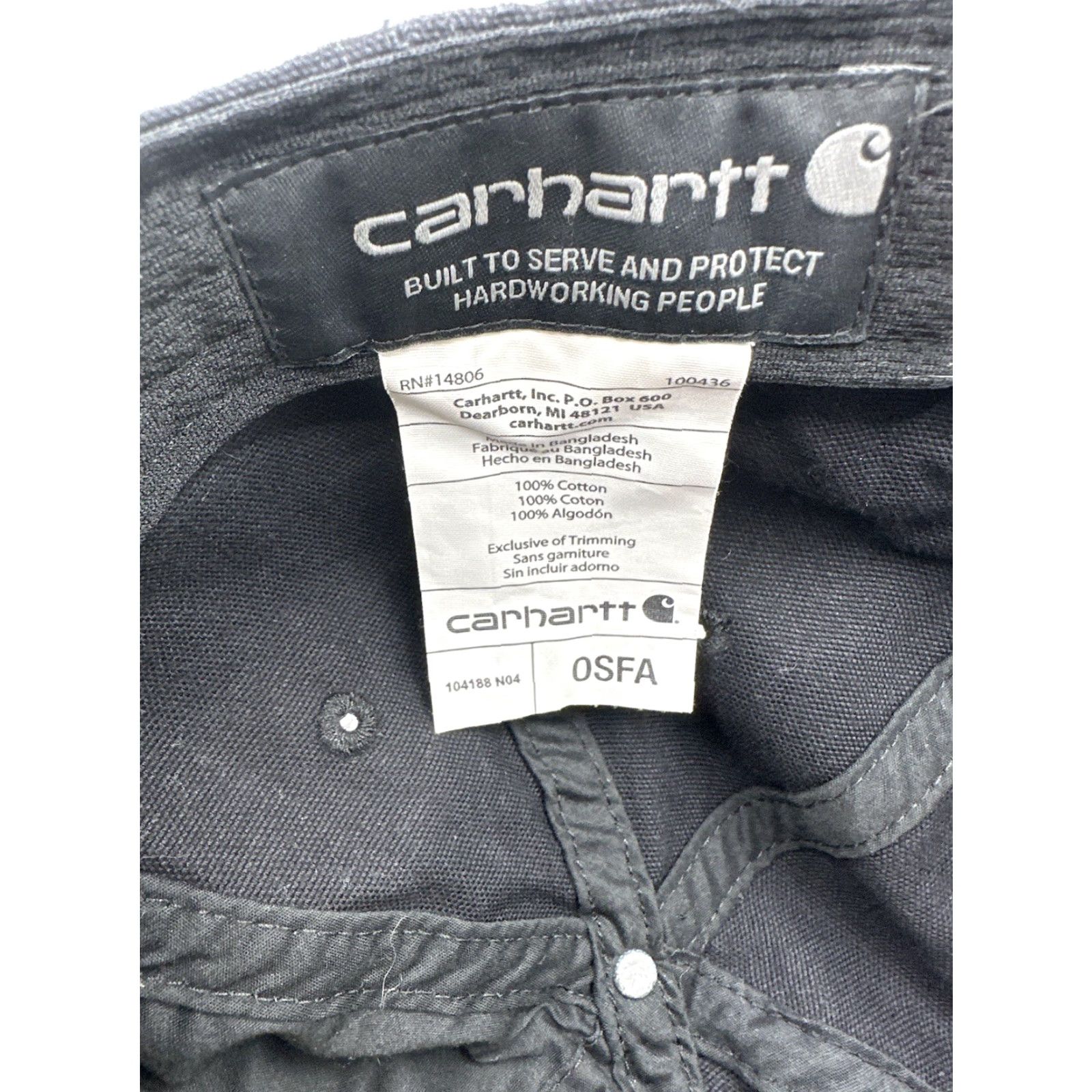 Carhartt Carhartt Hat Men's Black Canvas Odessa Cap XS Adult Black Baseball Cap Size ONE SIZE - 7 Thumbnail