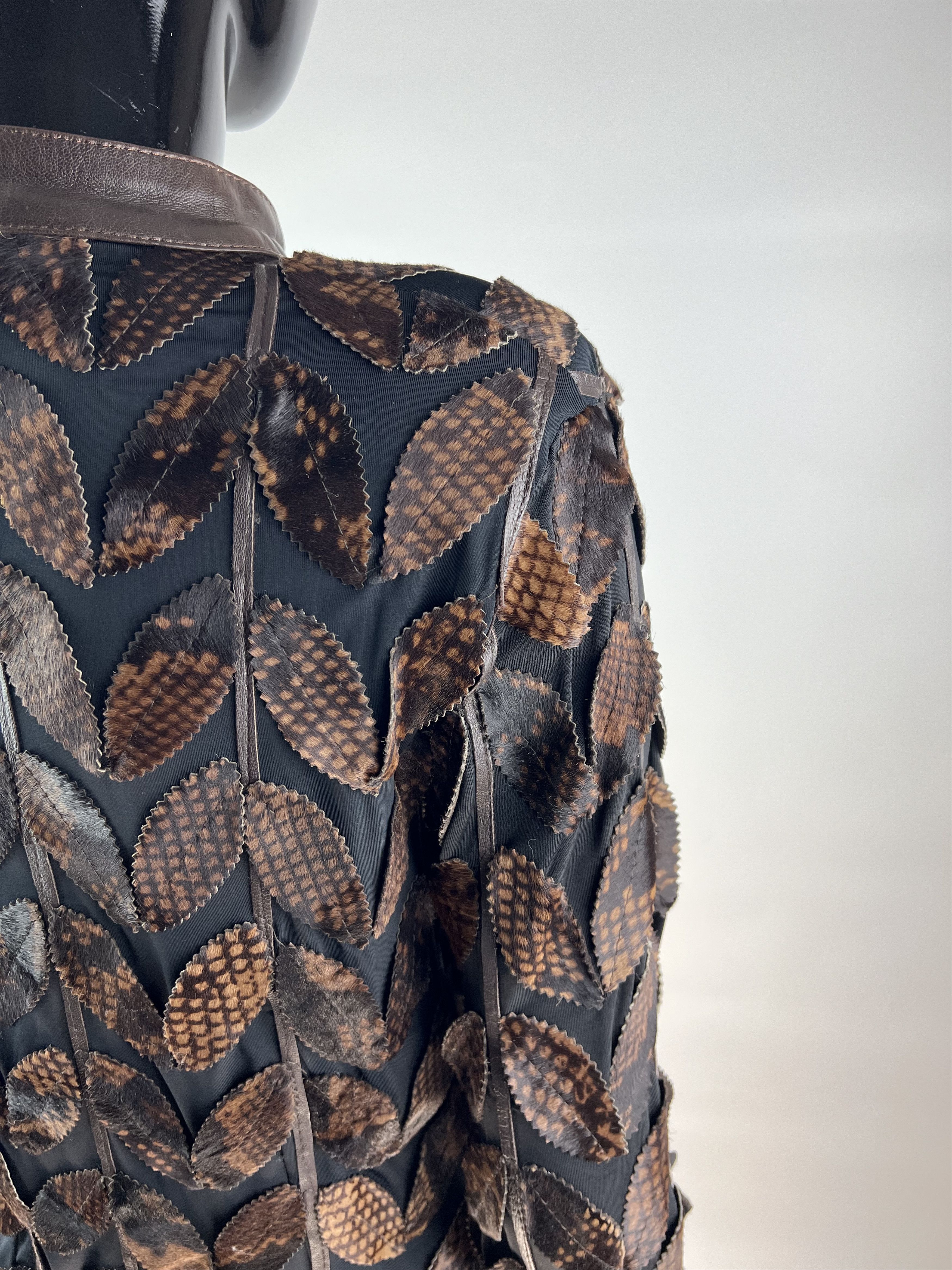 Handmade Soft Mesh Leather Leaves Cristals Decorations Jacket Size S Size S / US 4 / IT 40 - 4 Thumbnail