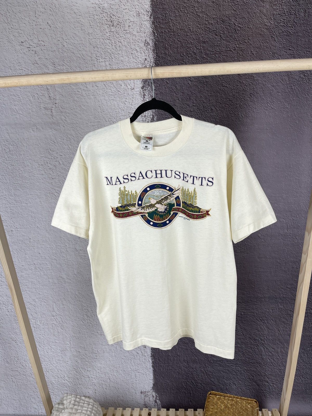 Vintage FotL vintage 90s Massachusetts big logo single stitch tee Size US L / EU 52-54 / 3 - 1 Thumbnail