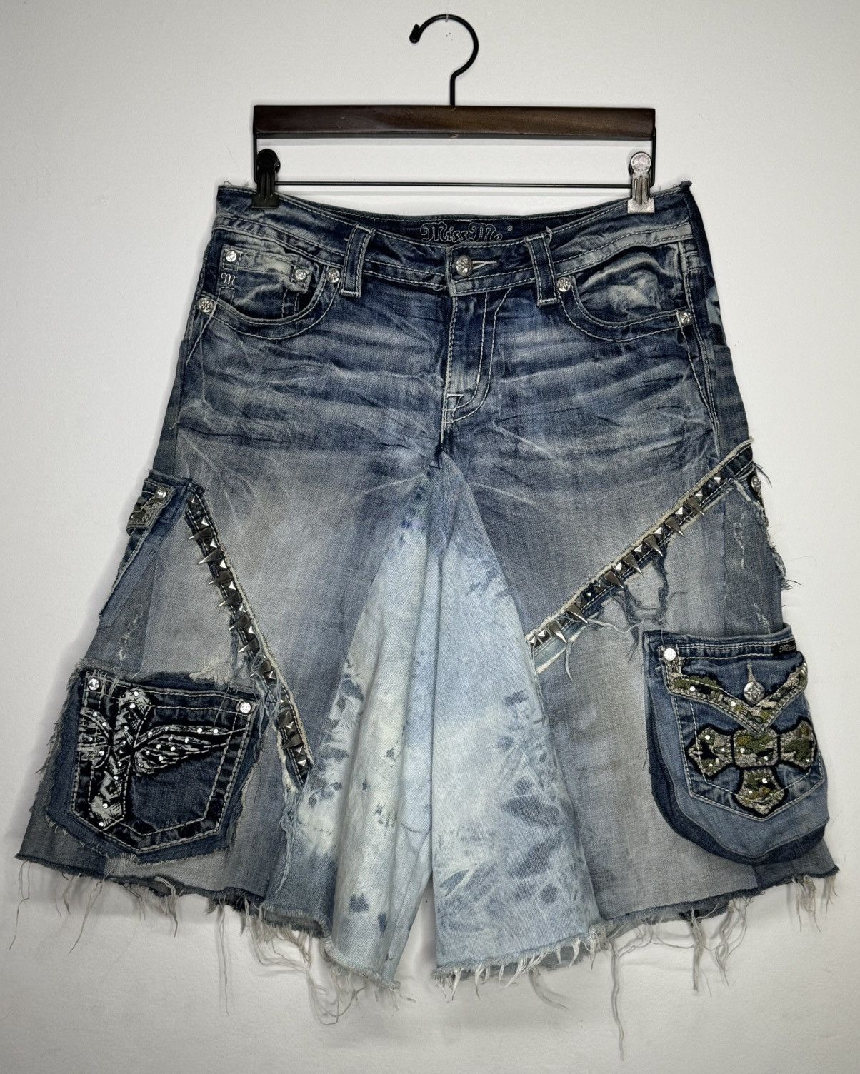 Other Studded Baggy Distressed Denim Shorts Size US 34 / EU 50 - 1 Thumbnail