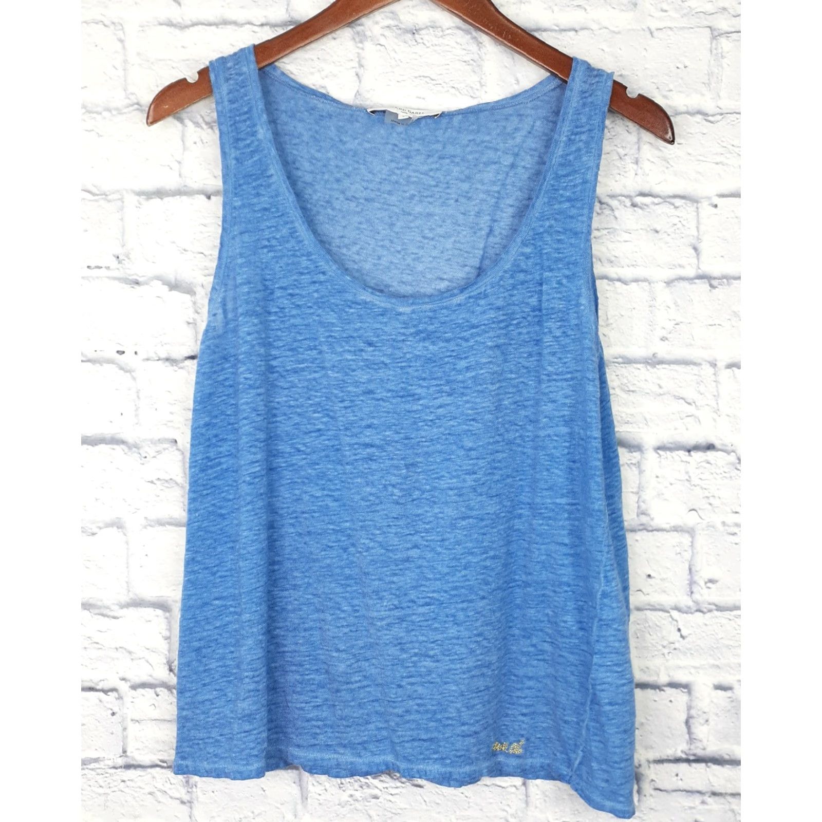 Gerard Darel Gerard Darel Tank Top Scoop Neck Blue Linen Womens Size S Small Size S / US 4 / IT 40 - 2 Thumbnail