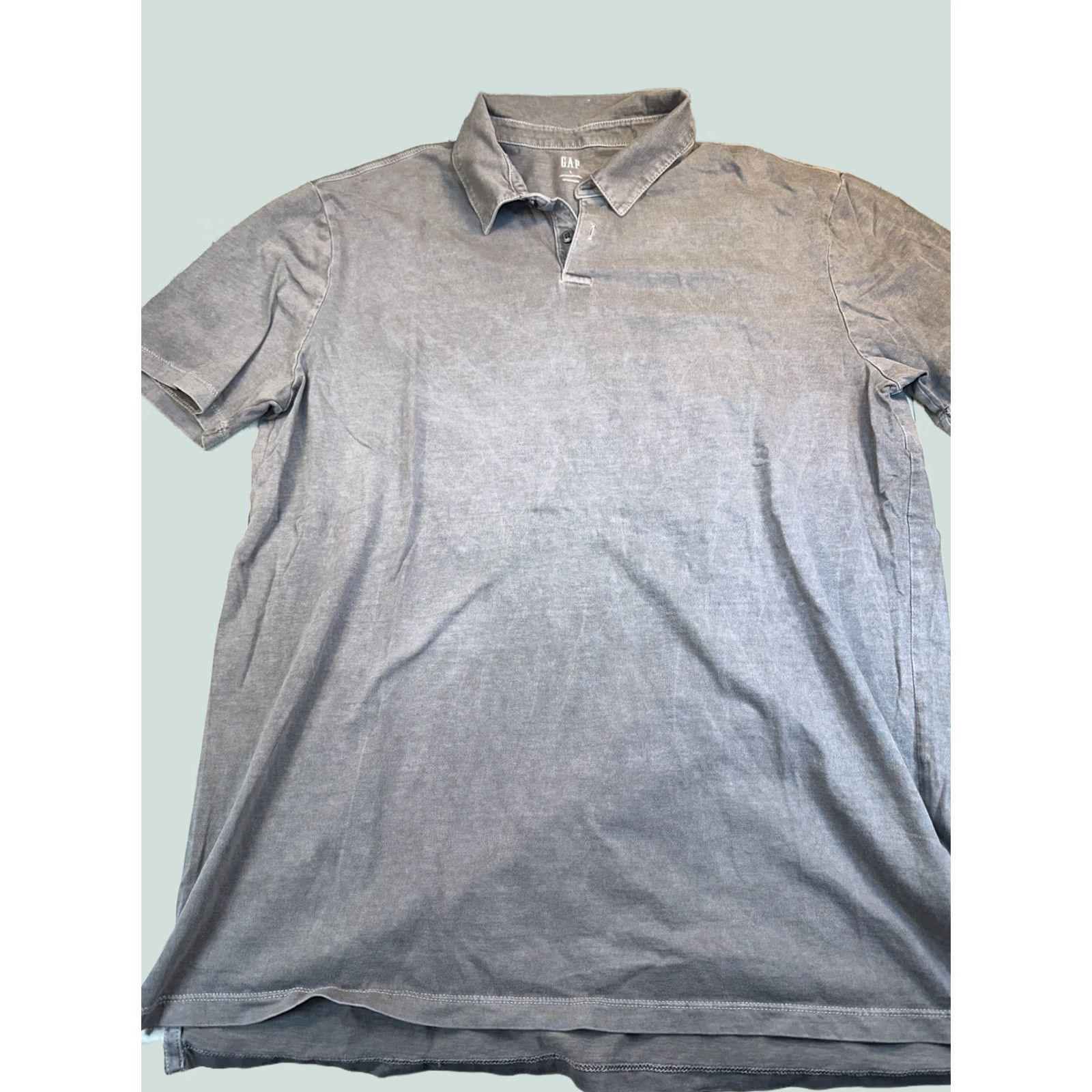 Gap GAP Polo Shirt Men Regular Short Sleeve Gray Medium Vintage Wash Size US M / EU 48-50 / 2 - 1 Thumbnail