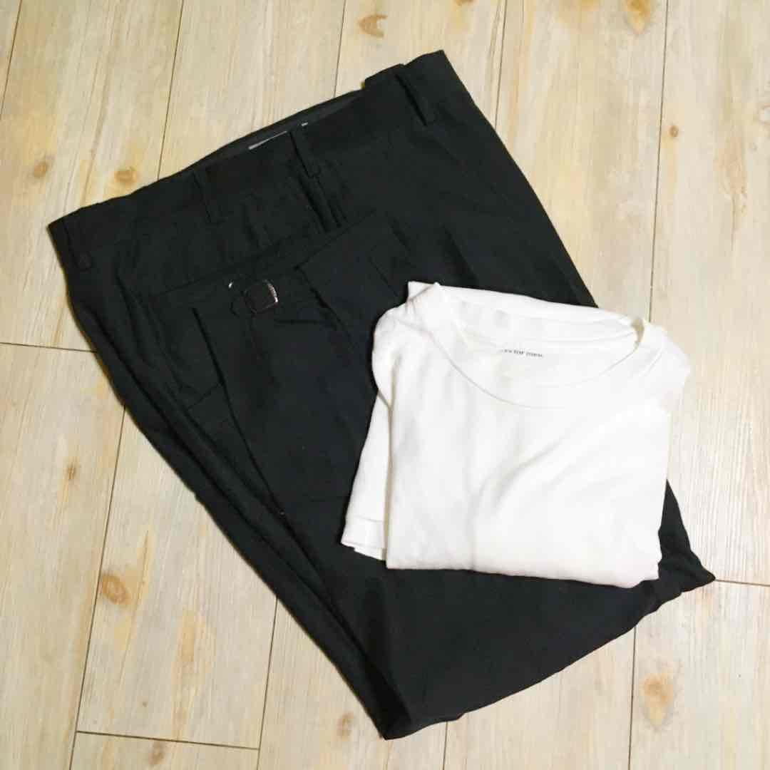 Yohji Yamamoto Yohji Yamamoto Pour Homme Wide Pants x White T-shirt Set Size US 31 - 9 Thumbnail