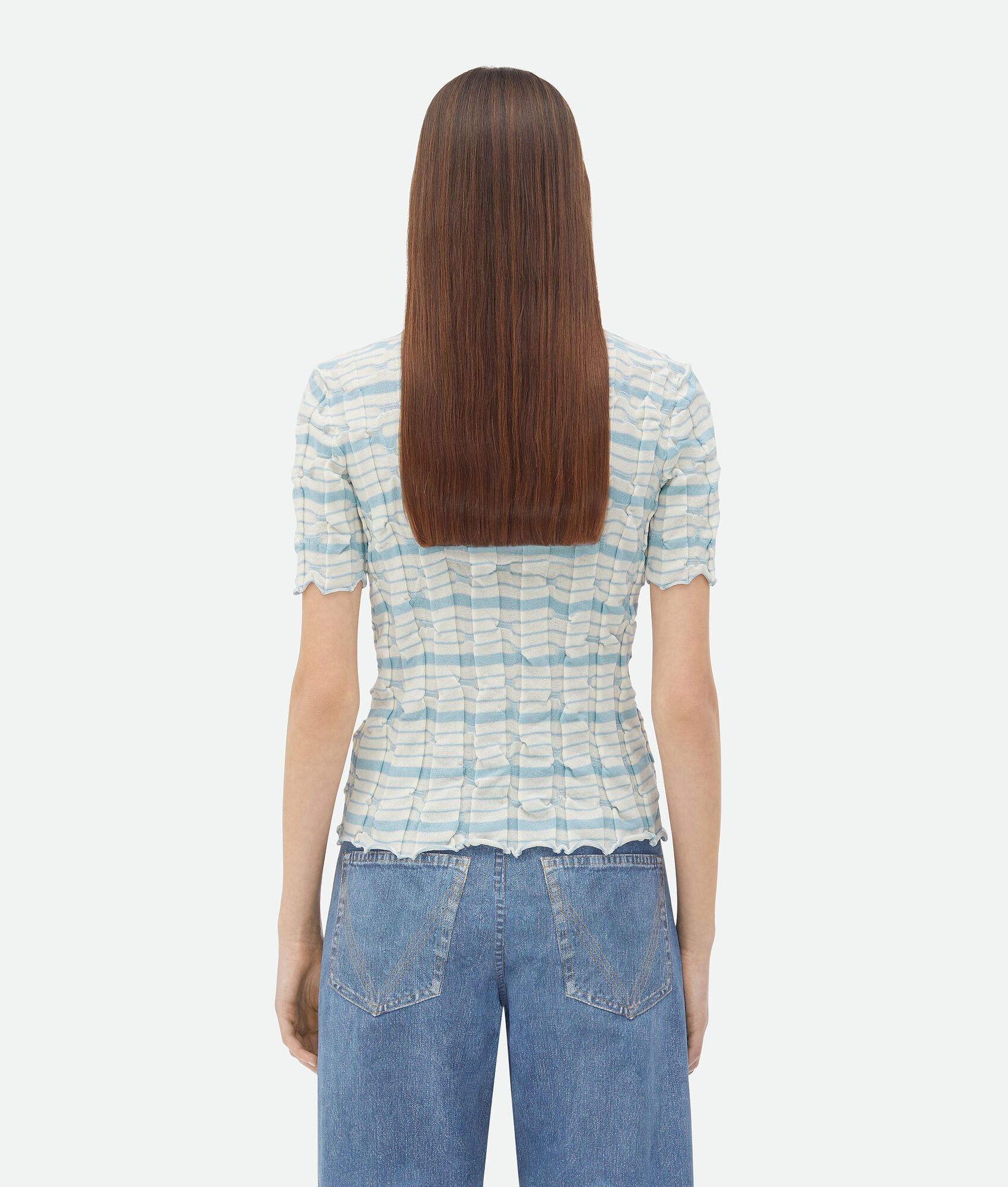 Bottega Veneta o1bcso1str0725 Distorted Stripe Cotton Polo Shirt Size XS / US 0-2 / IT 36-38 - 3 Thumbnail