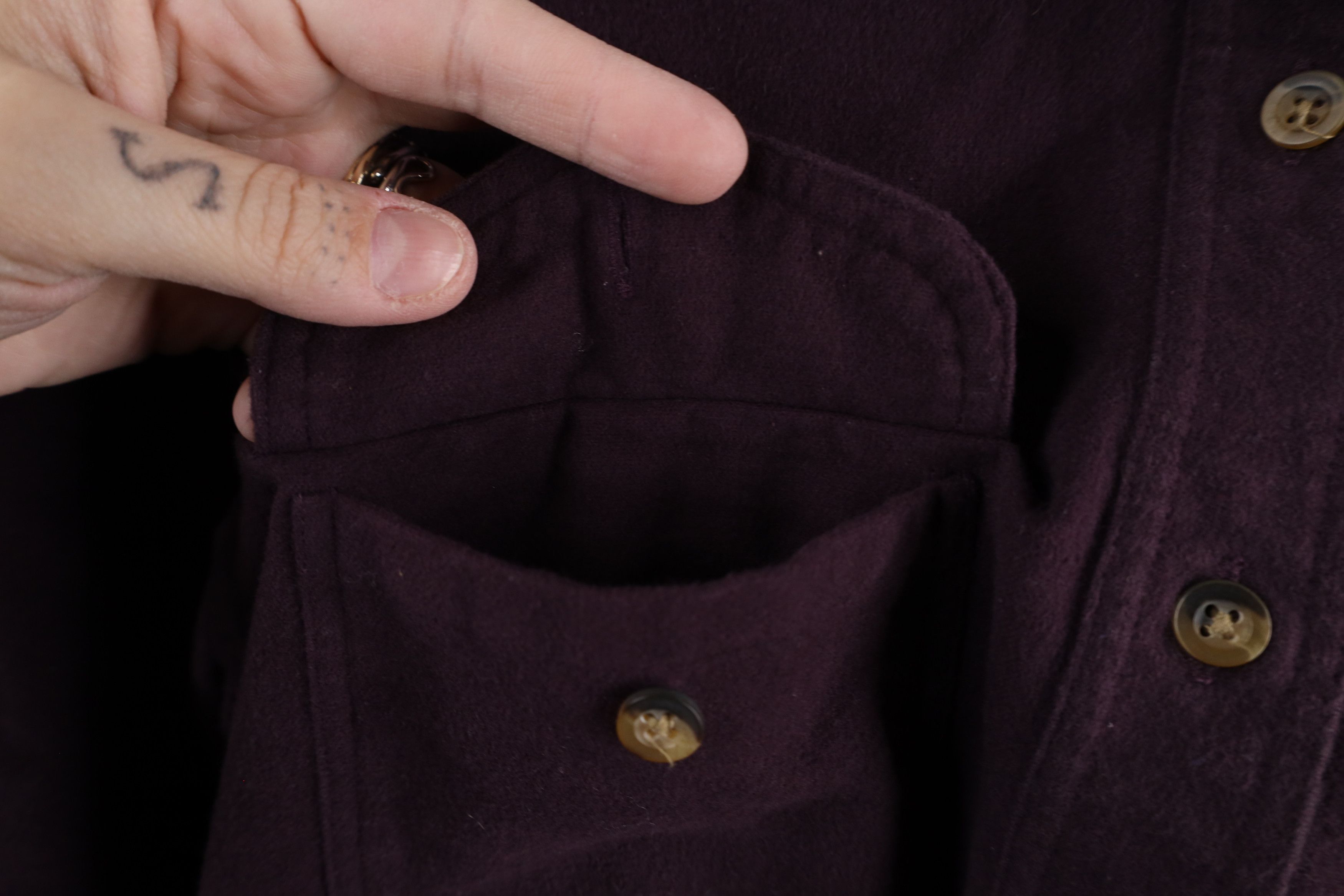 Lands' End × Vintage Vintage 90s Lands End Chamois Cloth Button Shirt Purple Size M / US 6-8 / IT 42-44 - 6 Thumbnail