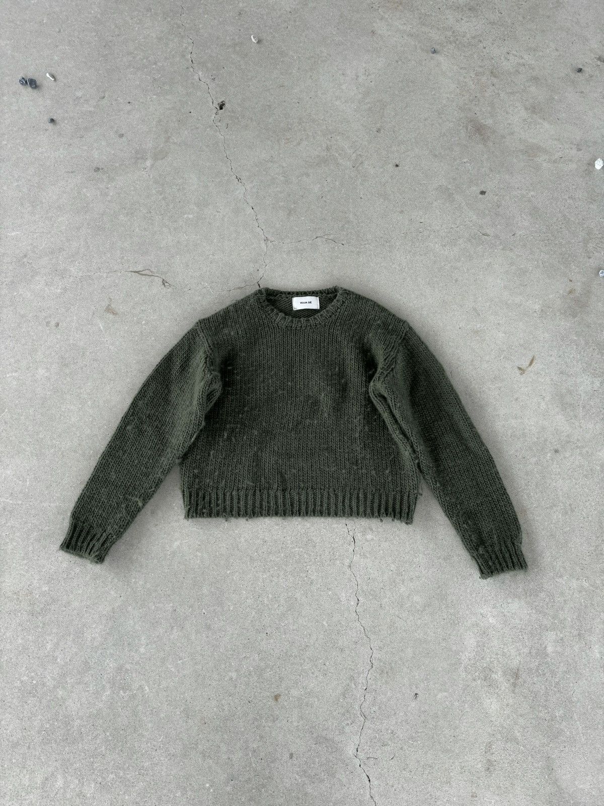 Pre-owned Vuja De Moss Green Low Gauge Knit Sweater
