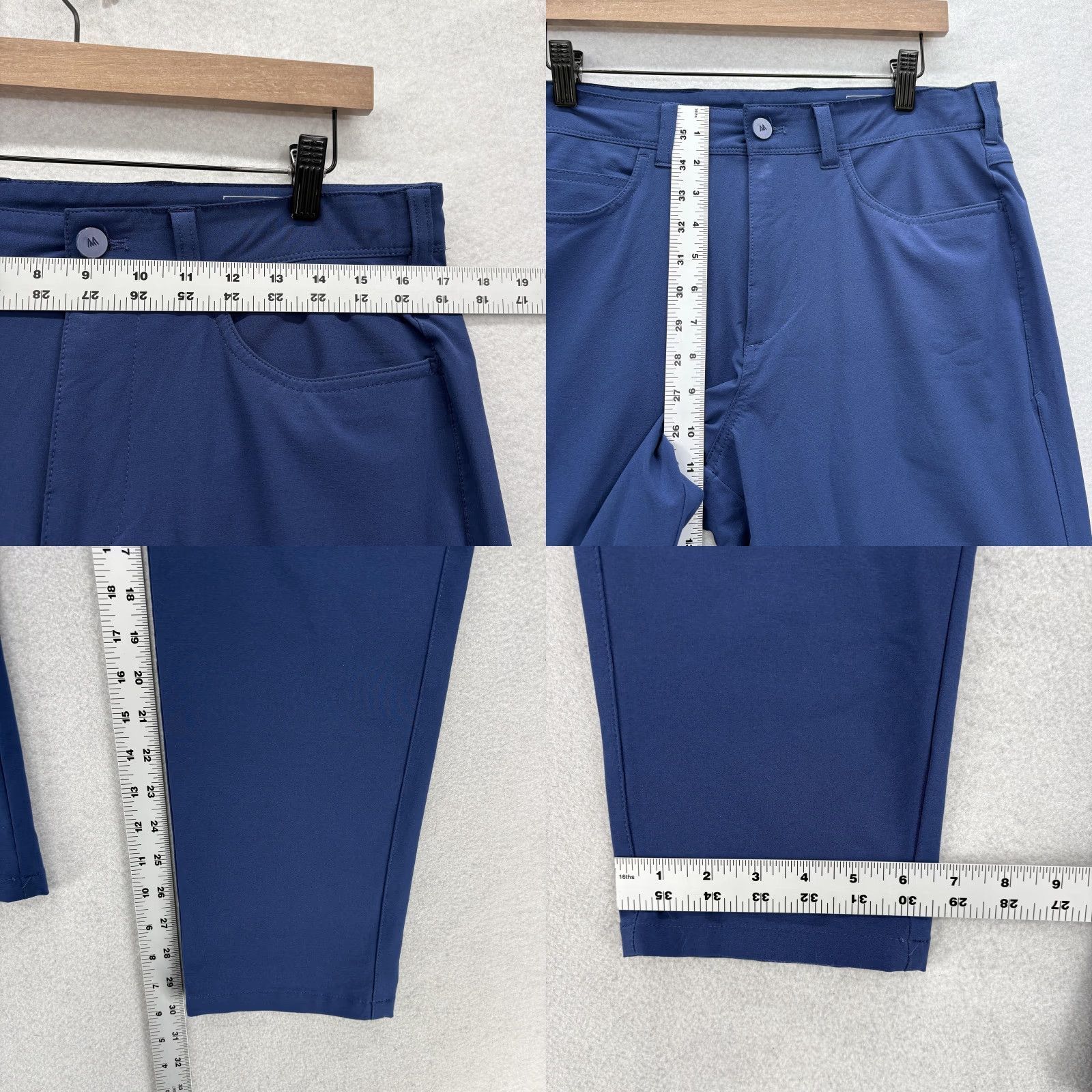 Mizzen+Main Mizzen+Main Helmsman Chino Pants Mens 32x30 Blue Slim Tapered Stretch Tech Golf Size US 32 / EU 48 - 8 Thumbnail