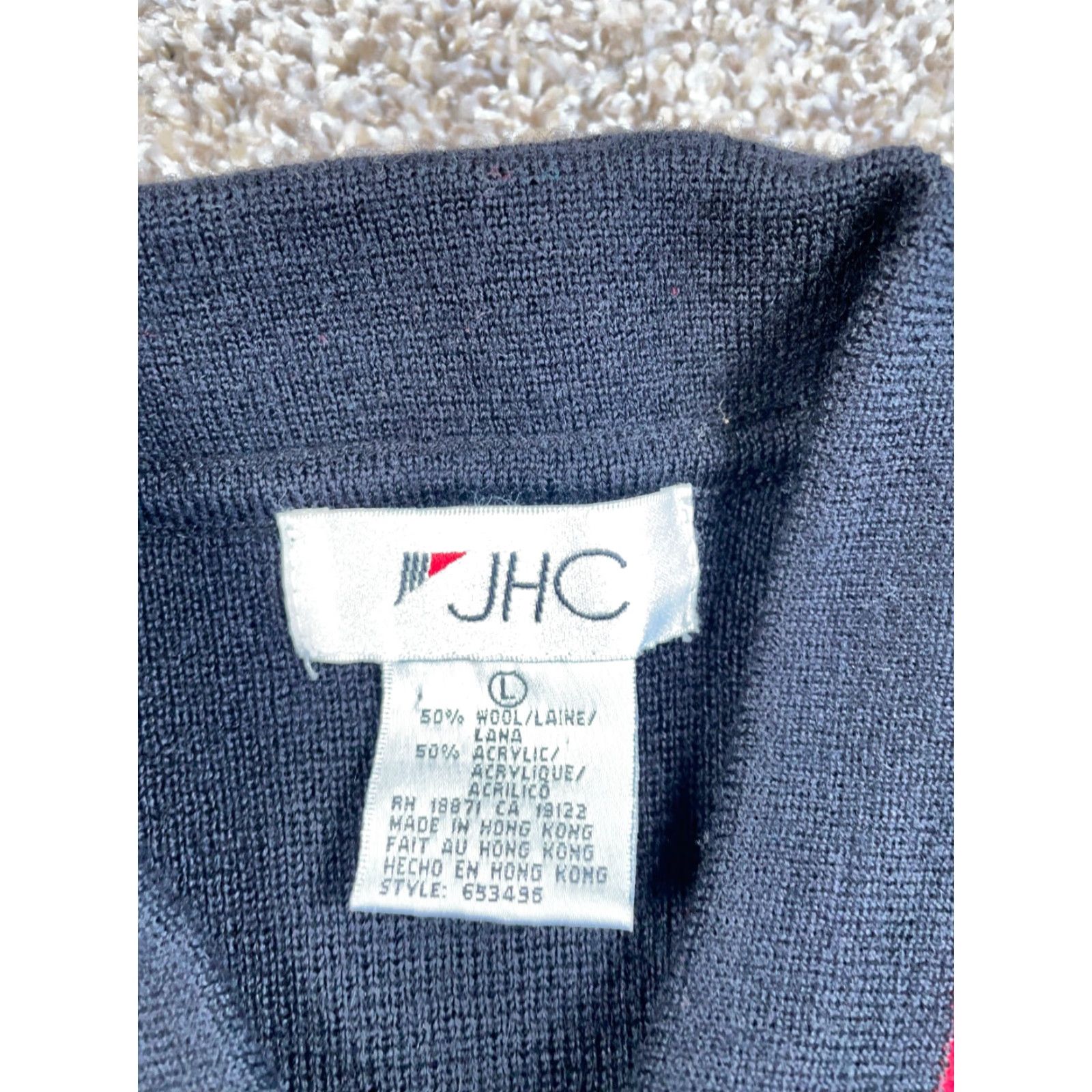 Vintage WOMENS Vintage Black Red White Trim Lightweight Wool Blend 1/4 Zip Sweater Large Preppy Retro Size L / US 10 / IT 46 - 3 Thumbnail