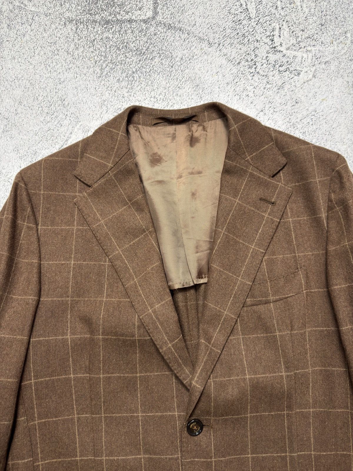 Eleventy Eleventy Brown Check Blazer Wool Cashmere Athletic Fit Sz 52 Size 52L - 6 Thumbnail