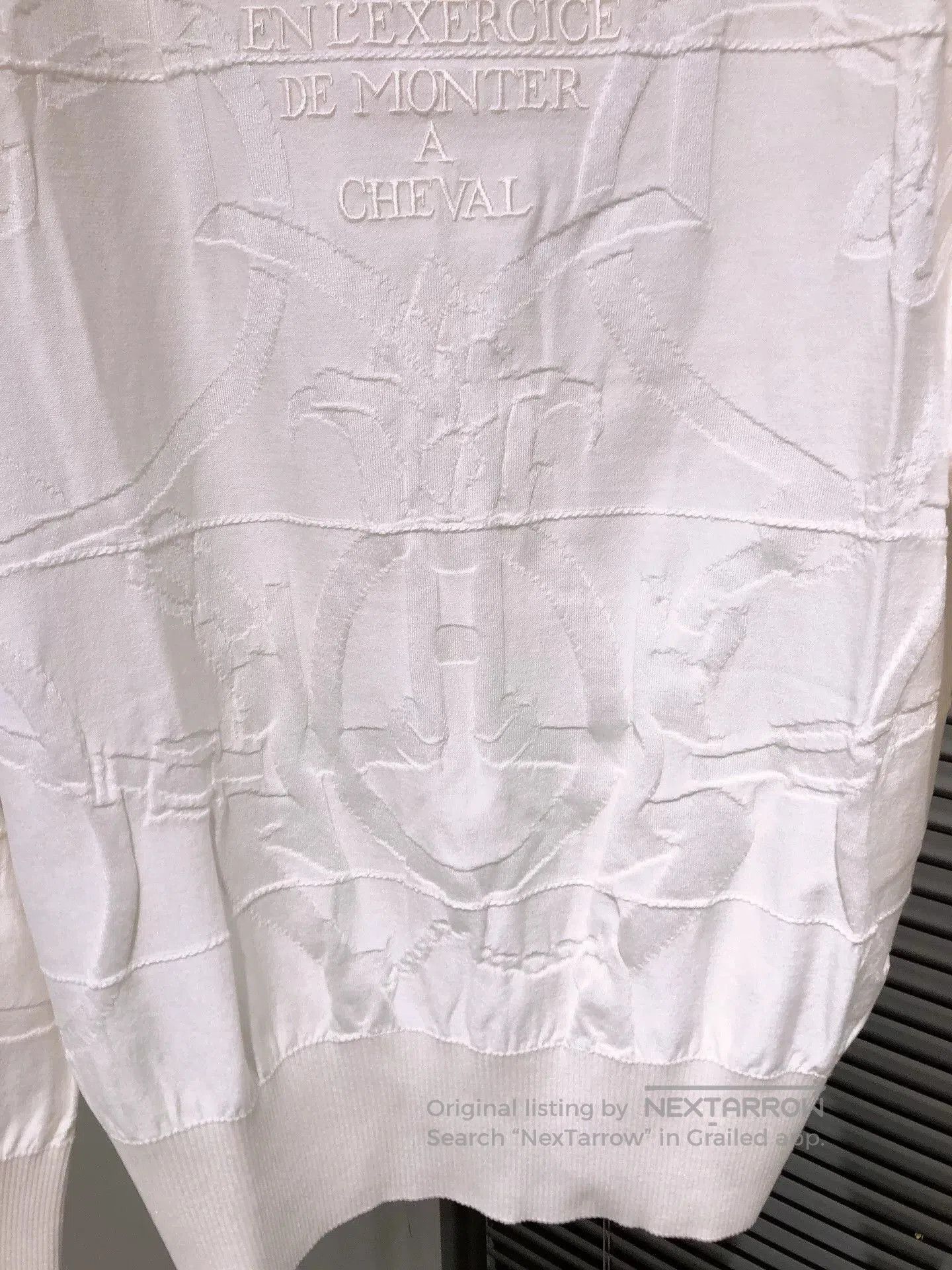 Hermes Hermes White Jacquard Embroidered Sweater. Size US XL / EU 56 / 4 - 4 Thumbnail