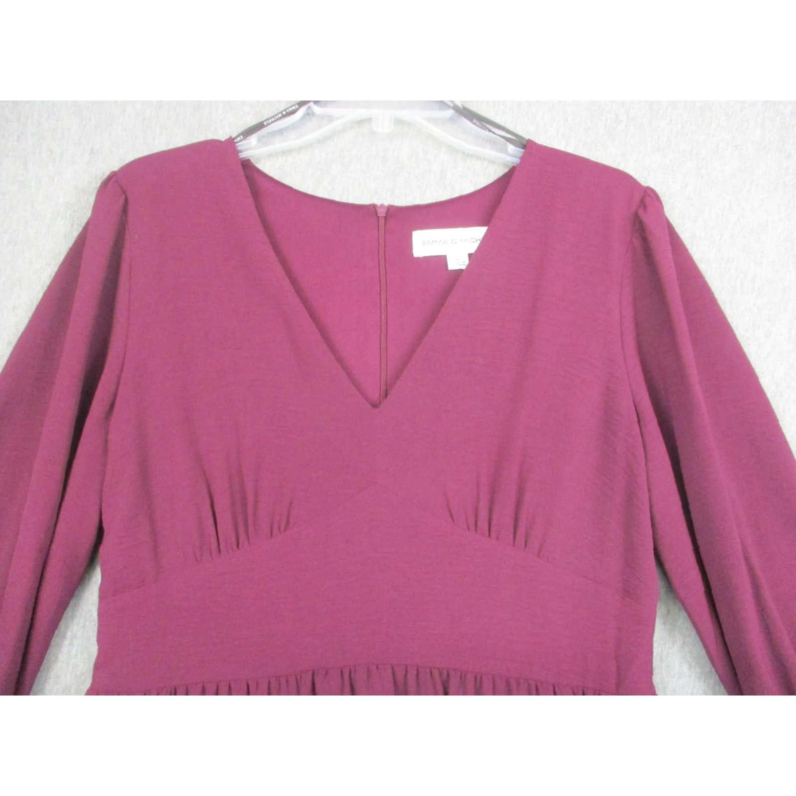 Vintage Emma & Michele Dress Womens 6 Purple Long Sleeve Tiered Ruffle Fit Flare Size M / US 6-8 / IT 42-44 - 2 Thumbnail