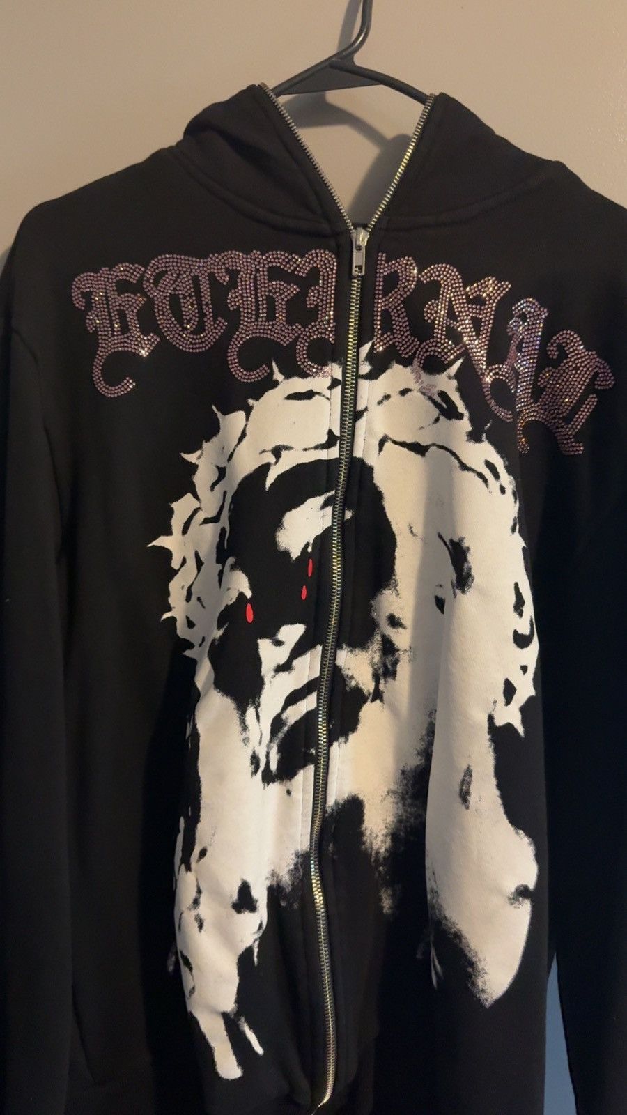 Eternal × Vintage Eternal Artwear Rhinestones Jesus Christ Zip Up Hoodie Size US XL / EU 56 / 4 - 2 Thumbnail