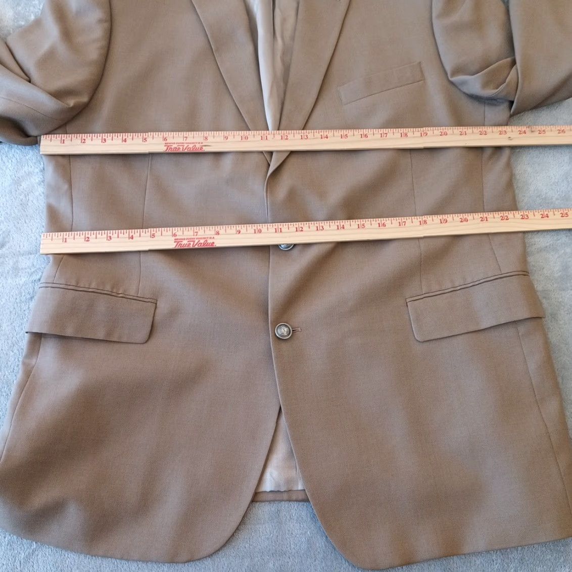 Stafford Stafford Blazer Mens 48 Long Beige Wool Single-Breasted Two-Button Notch Lapel 2 Piece Inner Pockets Vintage No Size 48R - 6 Thumbnail
