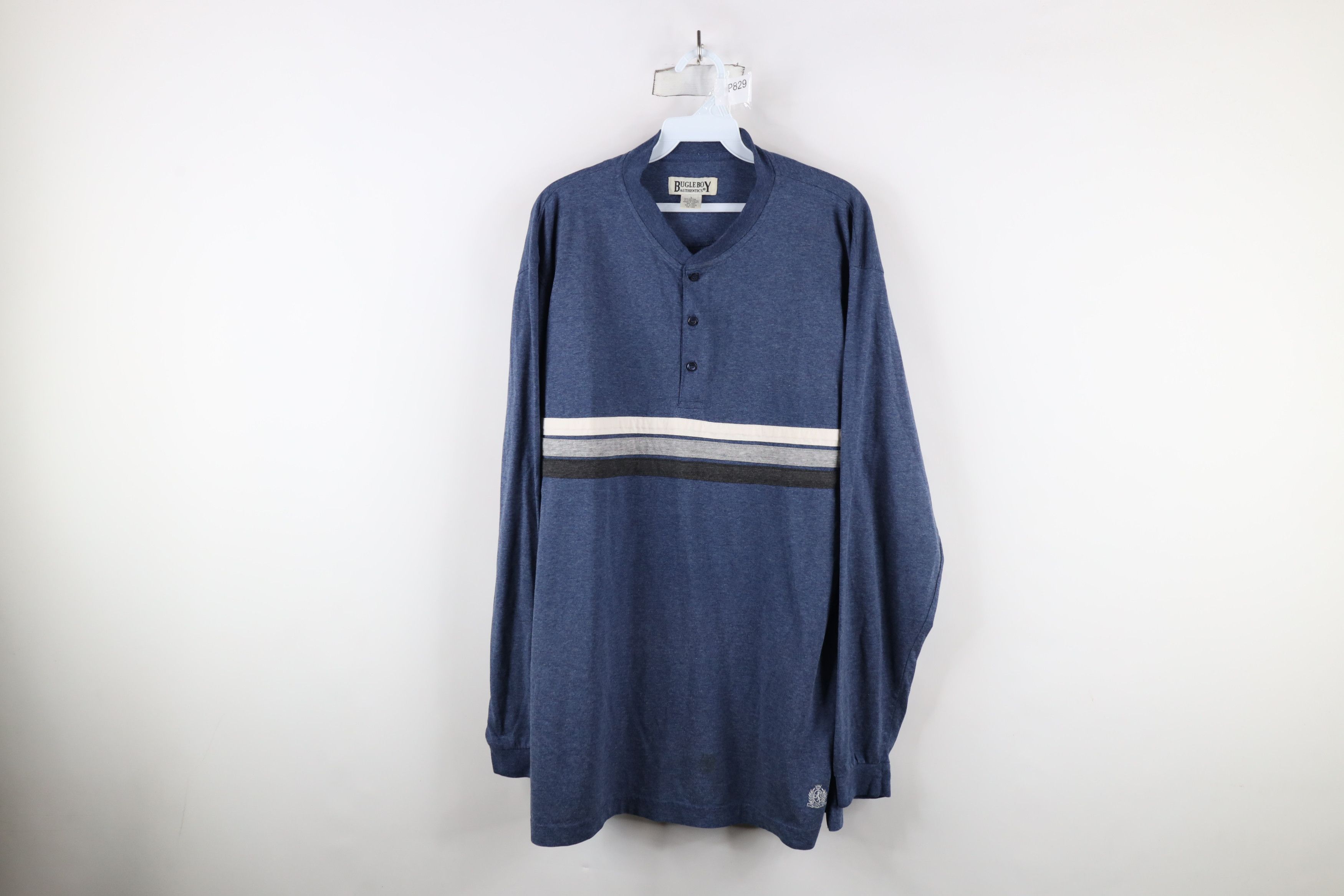 Vintage Vintage 90s Streetwear Striped Long Sleeve Henley T-Shirt Size US L / EU 52-54 / 3 - 1 Thumbnail