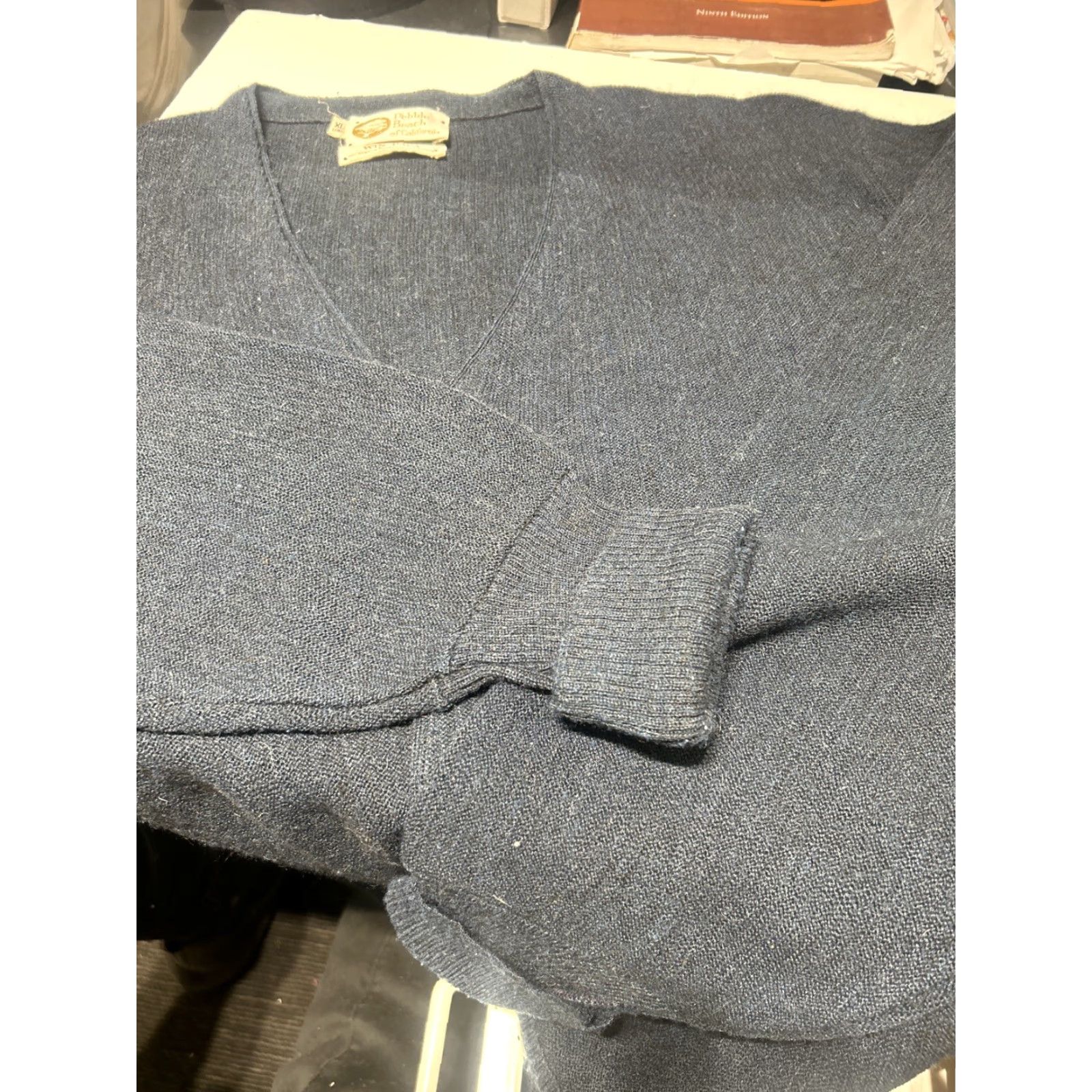 Vintage VINTAGE Pebble Beach Cardigan Sweater Men's XL Blue Knit Cable-V-Neck Long Sleeve Heavyweight Classic Button Crewneck Casual Workwear Fall Winter Size US XL / EU 56 / 4 - 3 Thumbnail