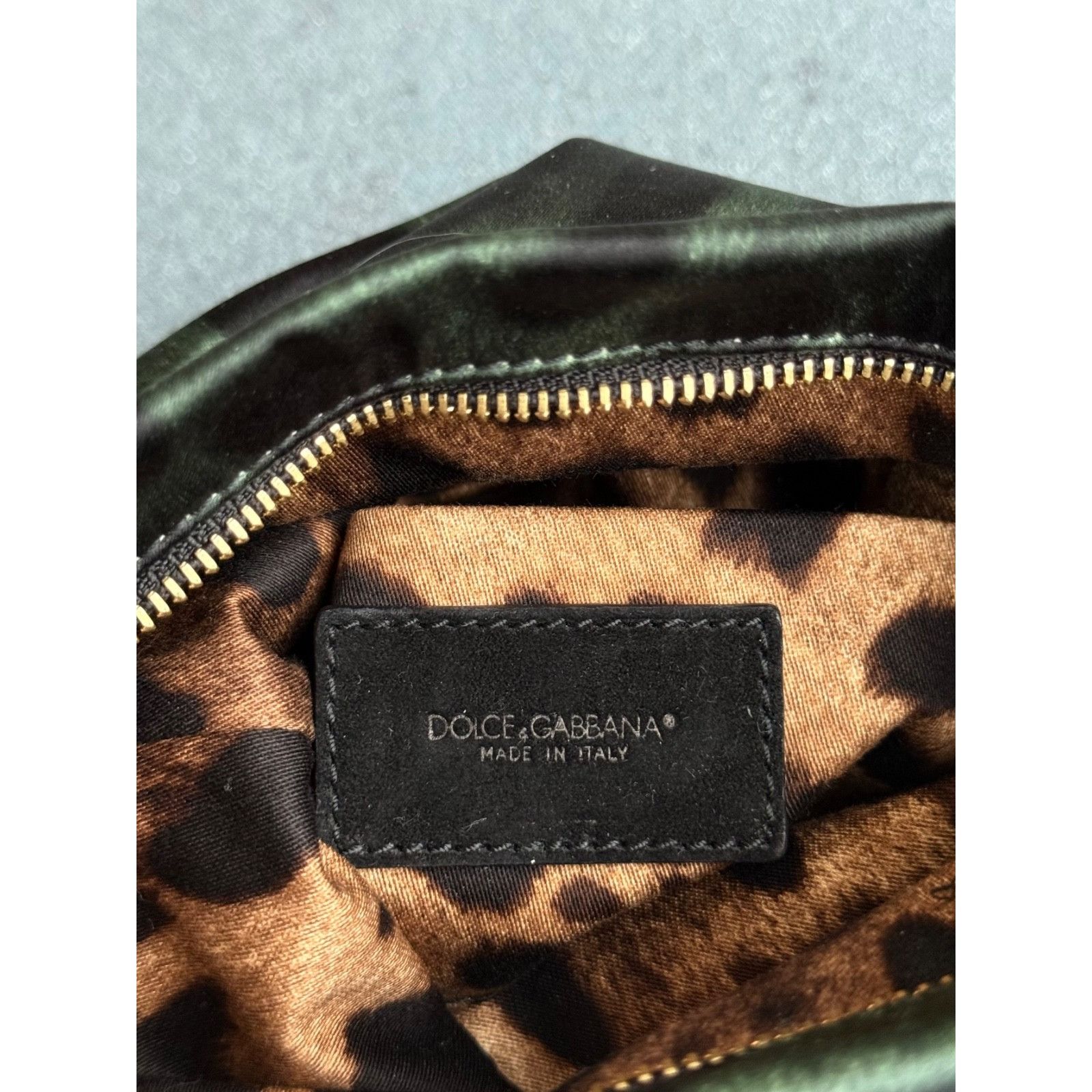 Dolce & Gabbana Dolce & Gabbana Leopard Satin Mini Green Cross Body Bag Size ONE SIZE - 6 Thumbnail