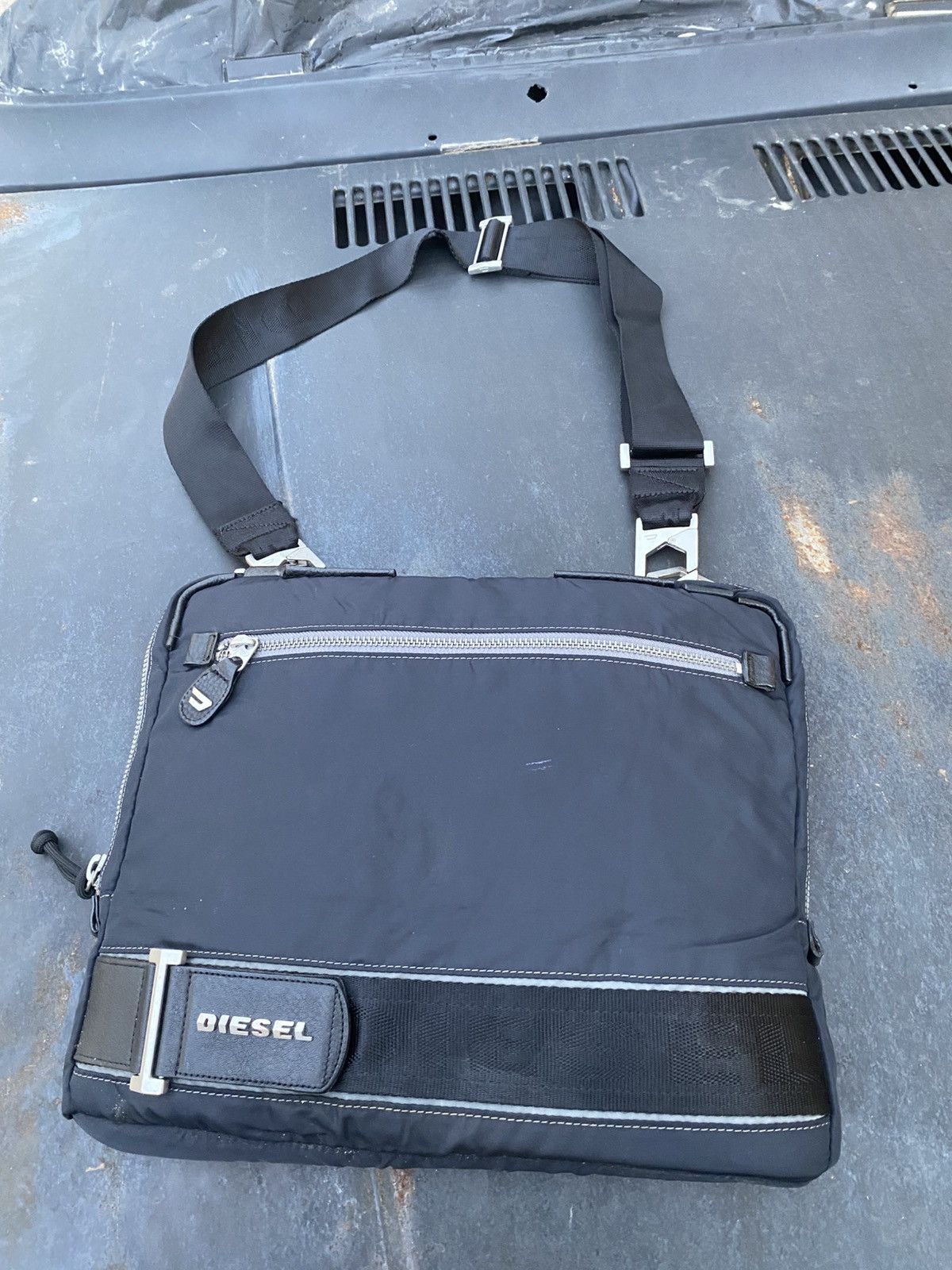 Vintage Avant Garde Distressed Sling Bag in Black, Men's