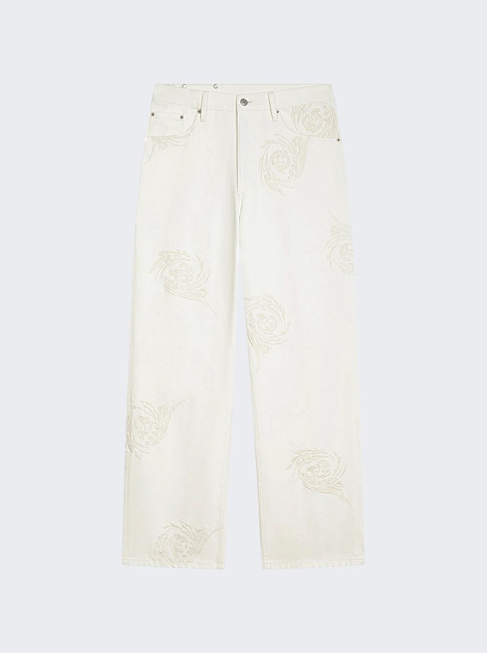 Dries Van Noten o1mle0226 Pine Embroidered Pants in Neutrals Size US 34 / EU 50 - 1 Thumbnail