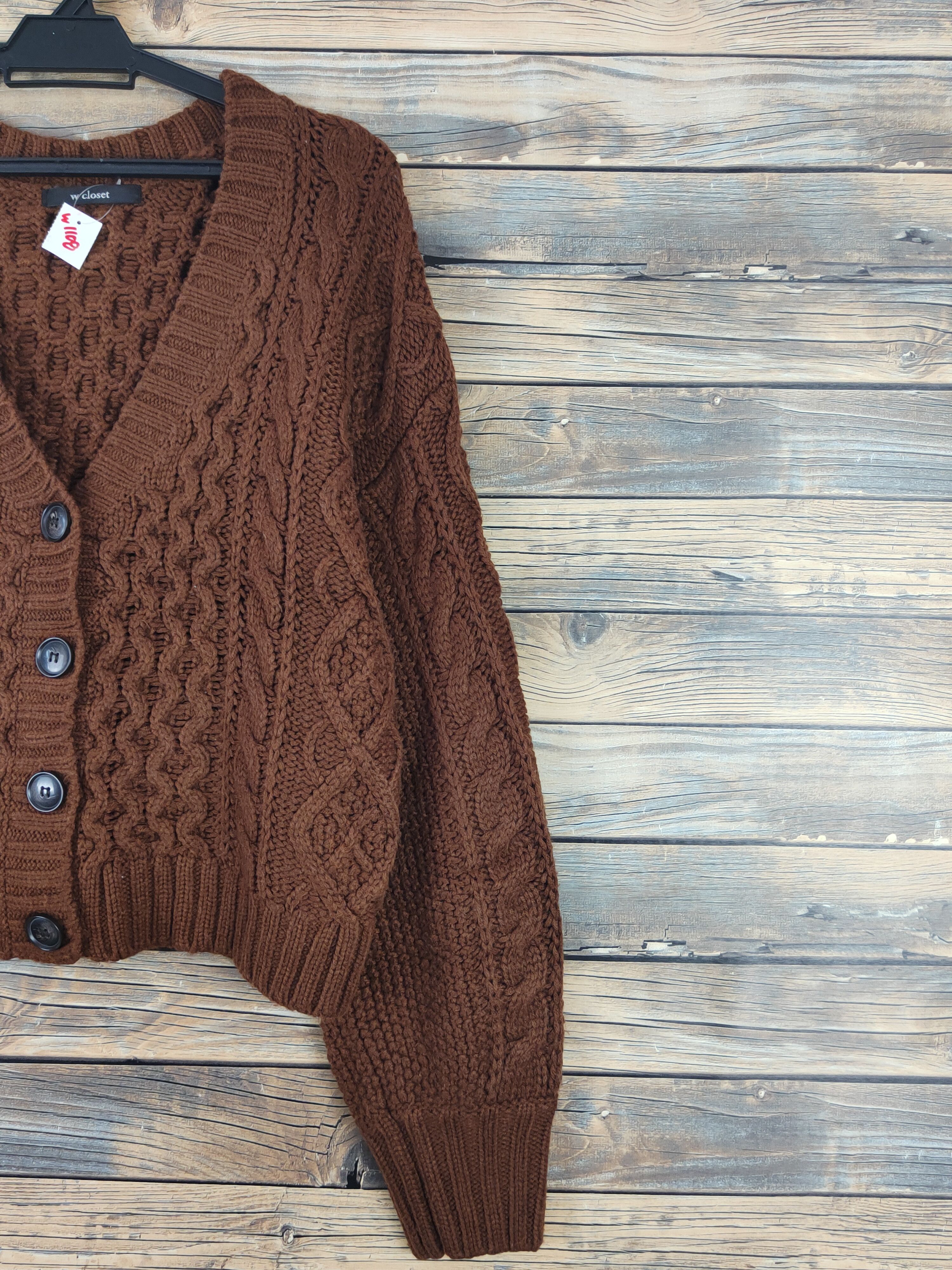 Aran Isles Knitwear W Closet Dark Brown Knitwear Cardigan Crop Tops #W1108 Size M / US 6-8 / IT 42-44 - 5 Thumbnail