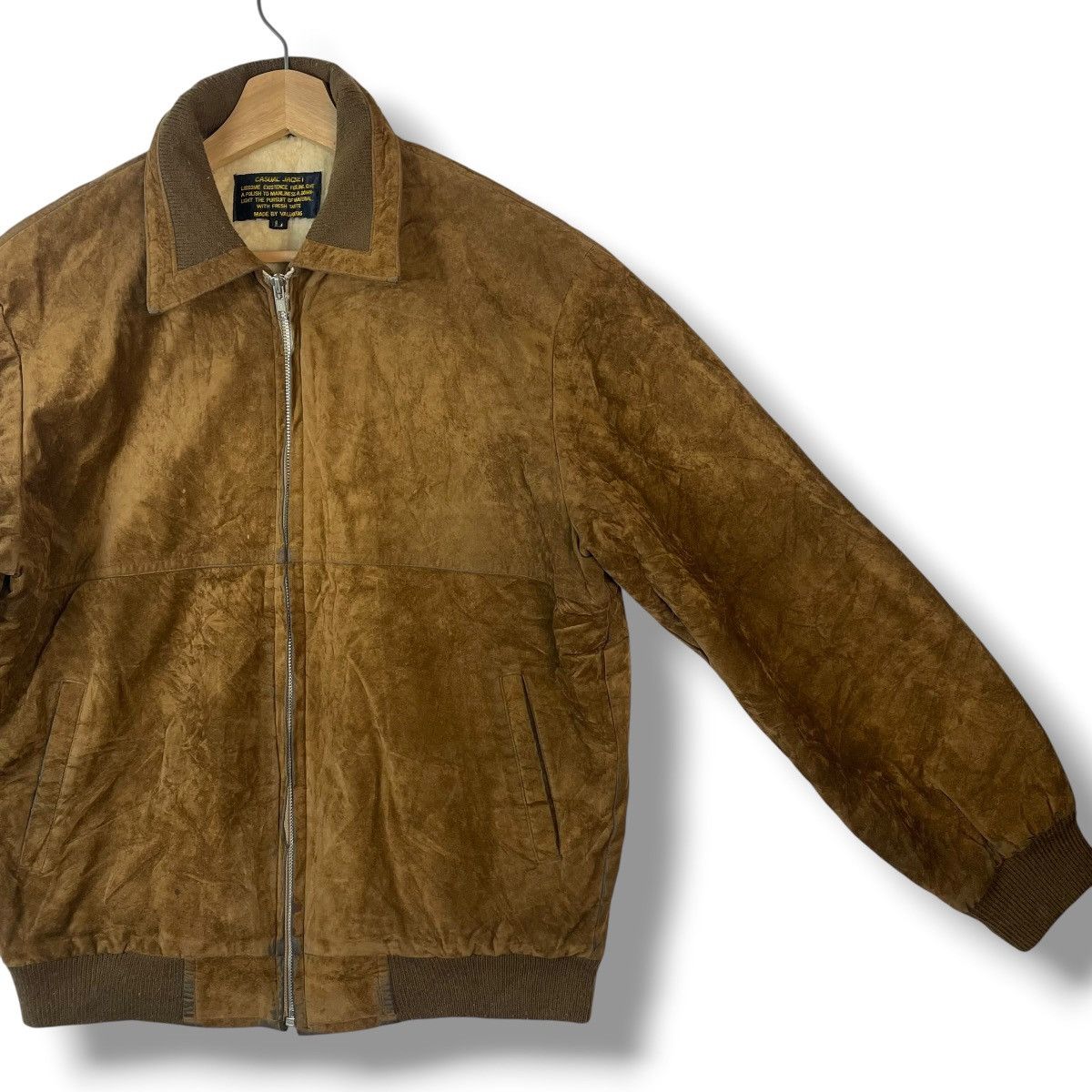 Japanese Brand VINTAGE VALIANTAS SUEDE LEATHER BOMBER JACKET MADE IN JAPAN Size US L / EU 52-54 / 3 - 6 Thumbnail