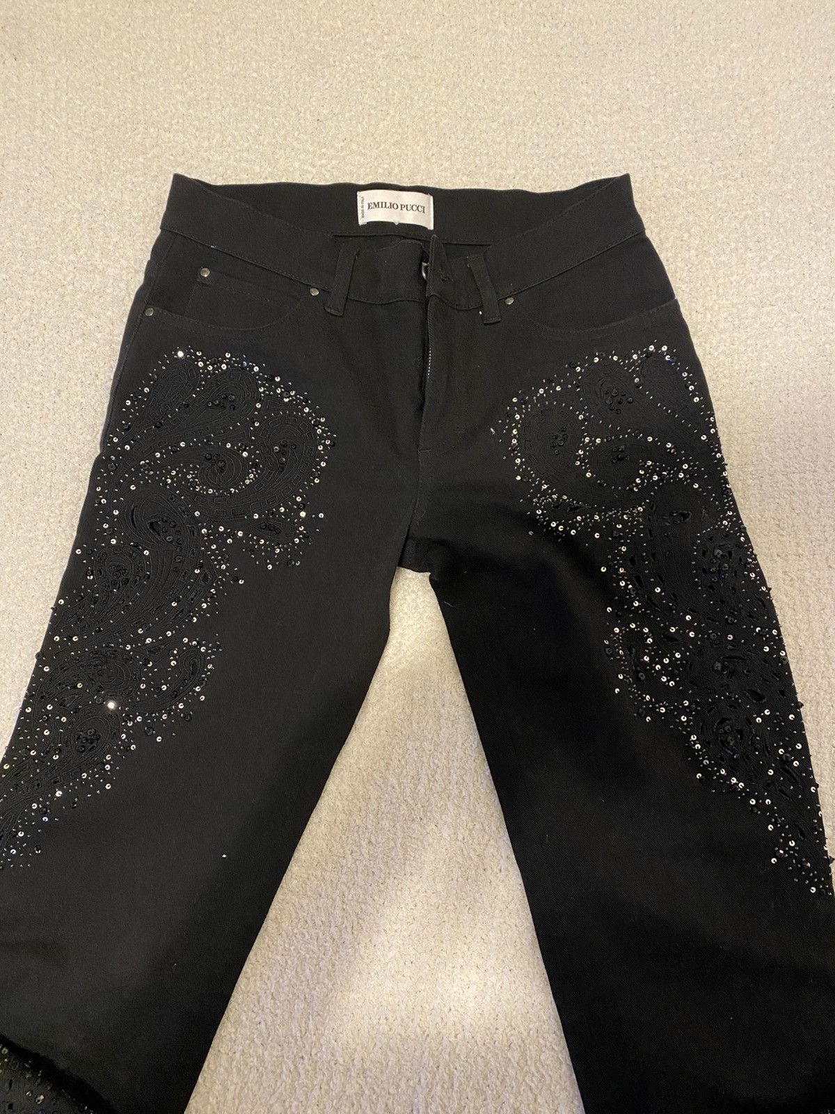 Emilio Pucci Emilio Pucci Black Crystal Embellished Jeans Size 6 (Small) Size 28" / US 6 / IT 42 - 5 Thumbnail