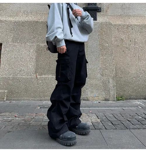 VIBE Stylish Black Cargo Pants with Utility Pockets Size US 32 / EU 48 - 7 Thumbnail