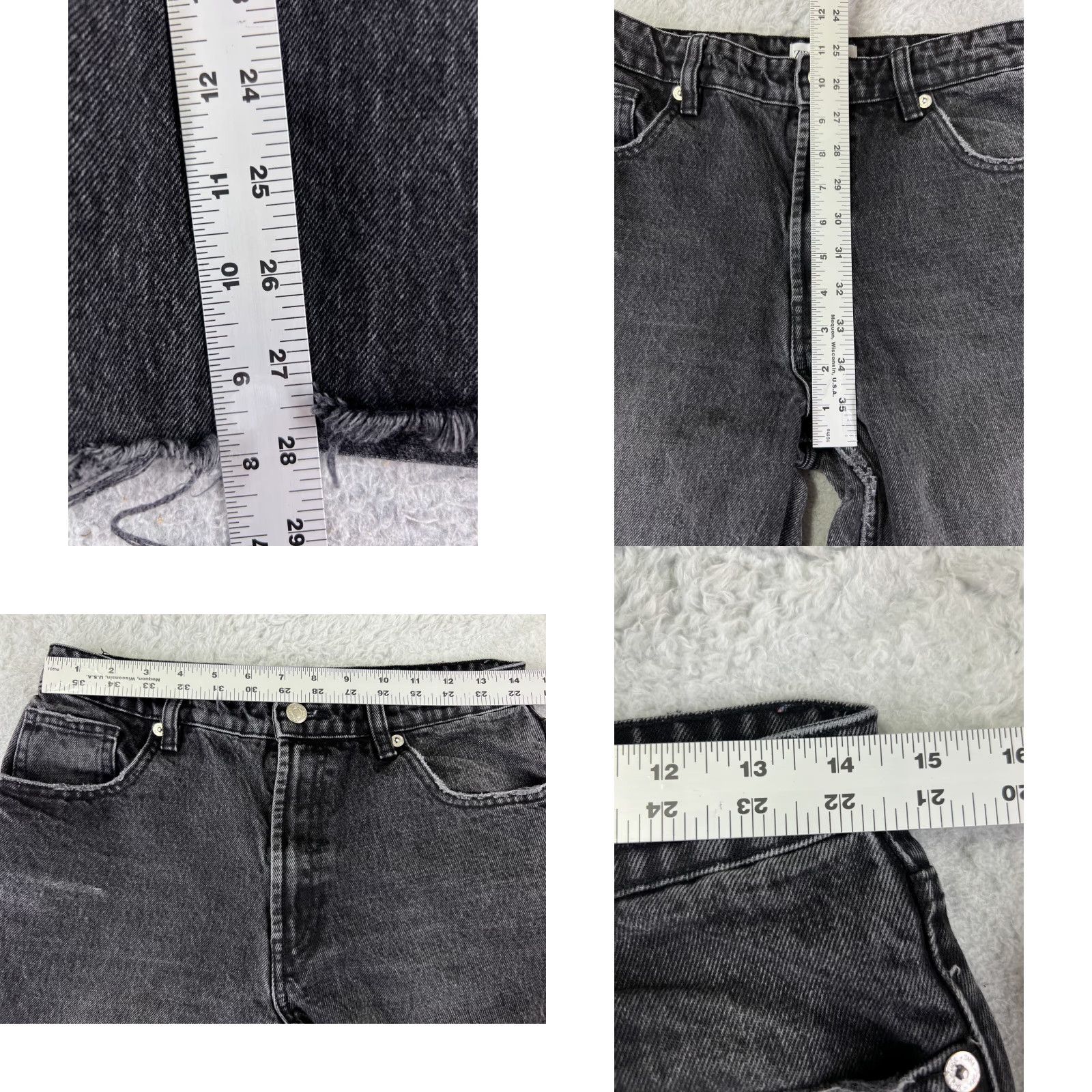 Zara Zara Jeans Womens 6 Black Denim Flared 28x28 Cotton High Rise 5-Pocket Hardware Button Zipper Regular Type: Jeans Mens Womens Girls Size 28" / US 6 / IT 42 - 8 Thumbnail