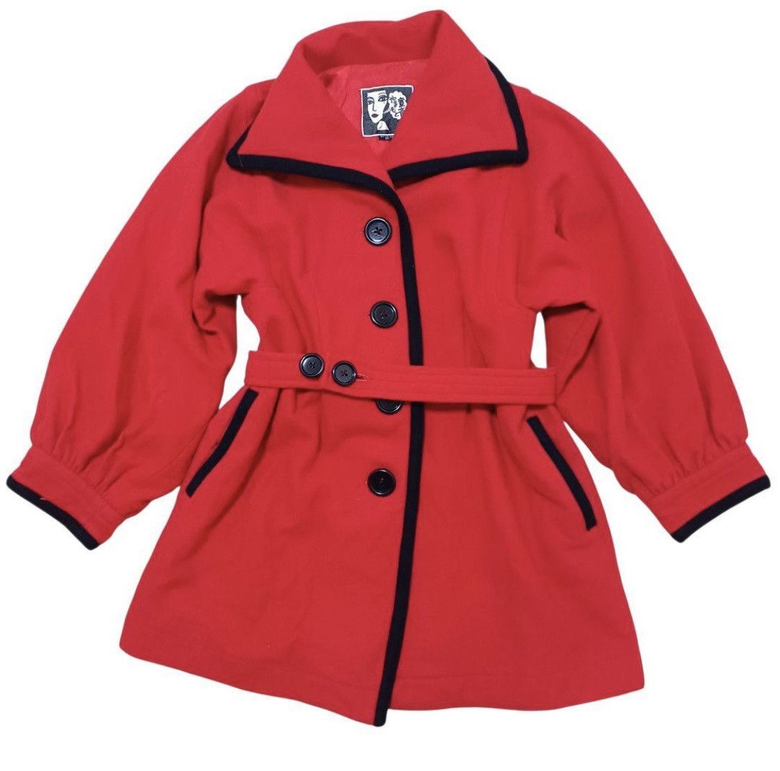 Kansai Yamamoto Rare 80s Kansai Yamamoto Face Tag Red Archive Coat Size ONE SIZE - 1 Thumbnail