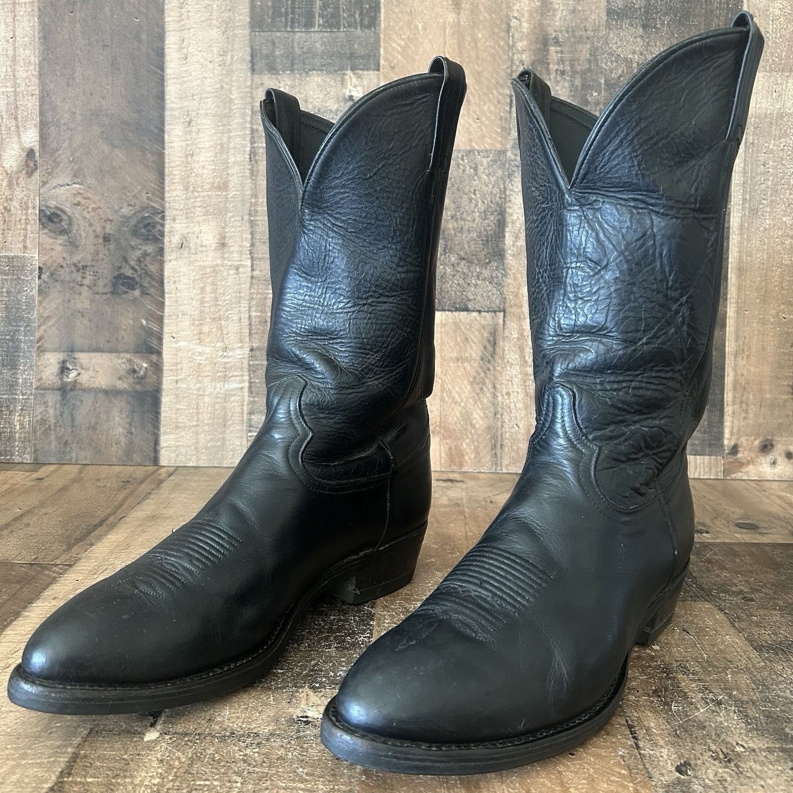 Tony Lama Tony Lama Vintage Black Vibram Sole Cowboy Boots Mens 11 EE Size US 11 / EU 44 - 1 Thumbnail