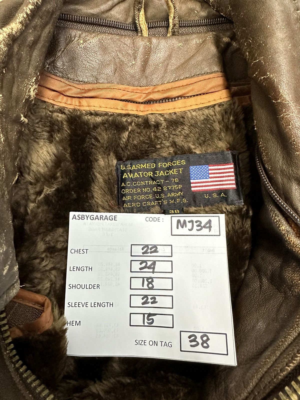 Rare Vintage US Armed Force Aviator Jacket MJ34