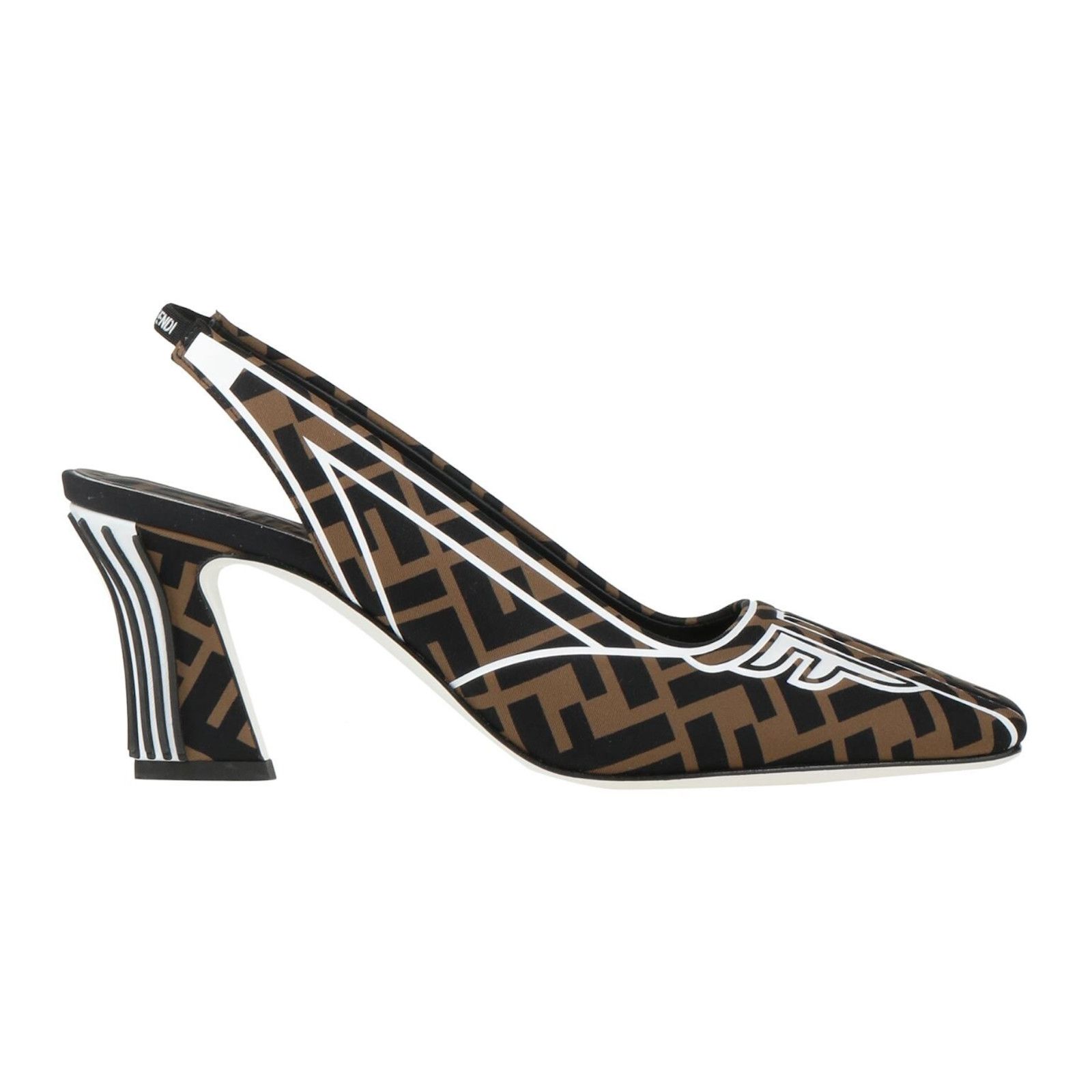 Fendi Freedom FF Logo Square Toe Slingback Heel Pump 39.5 Size US 9.5 / IT 39.5 - 1 Thumbnail