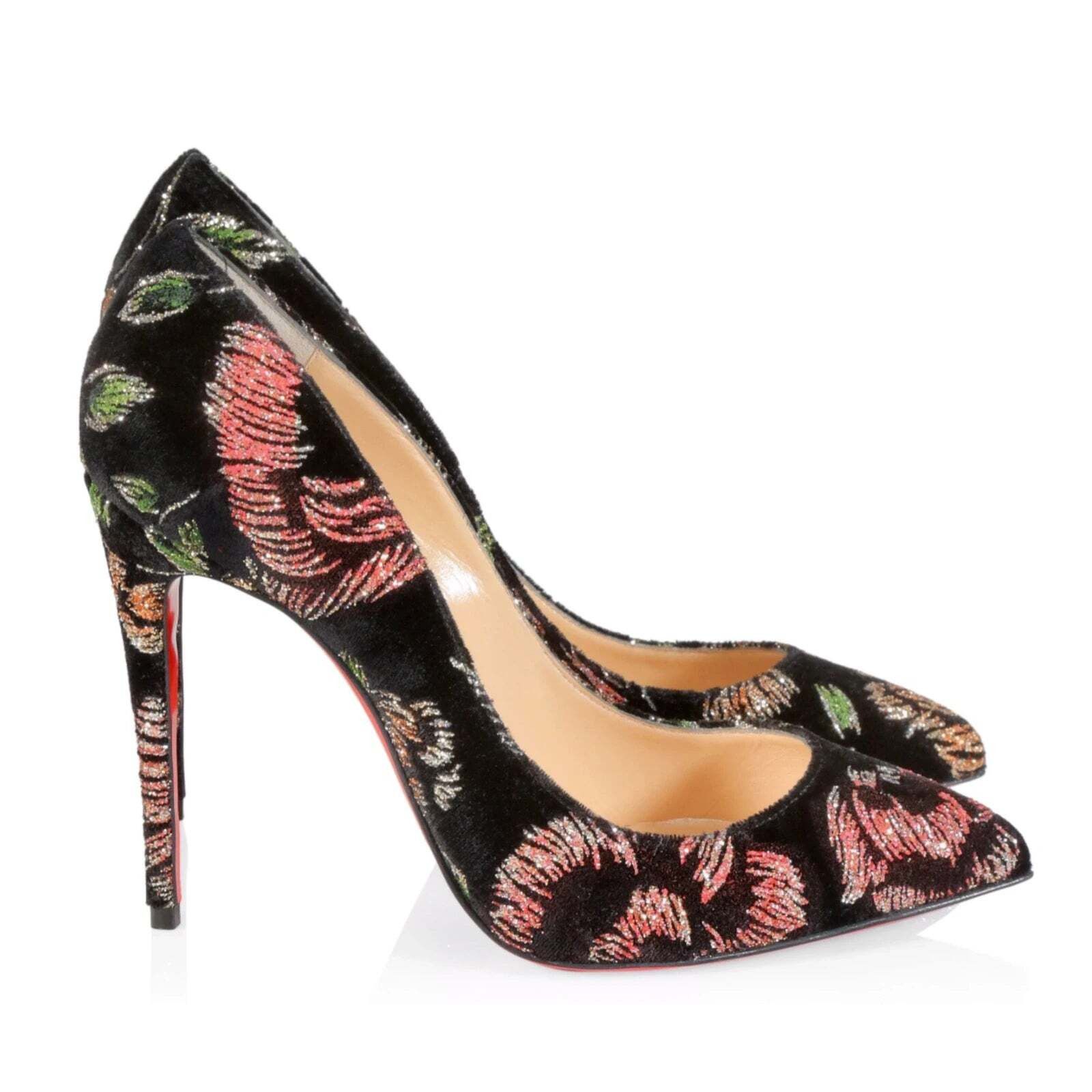 Christian Louboutin Christian Louboutin Pigalle Follies 100 Black Velvet Red Size US 8.5 / IT 38.5 - 1 Thumbnail