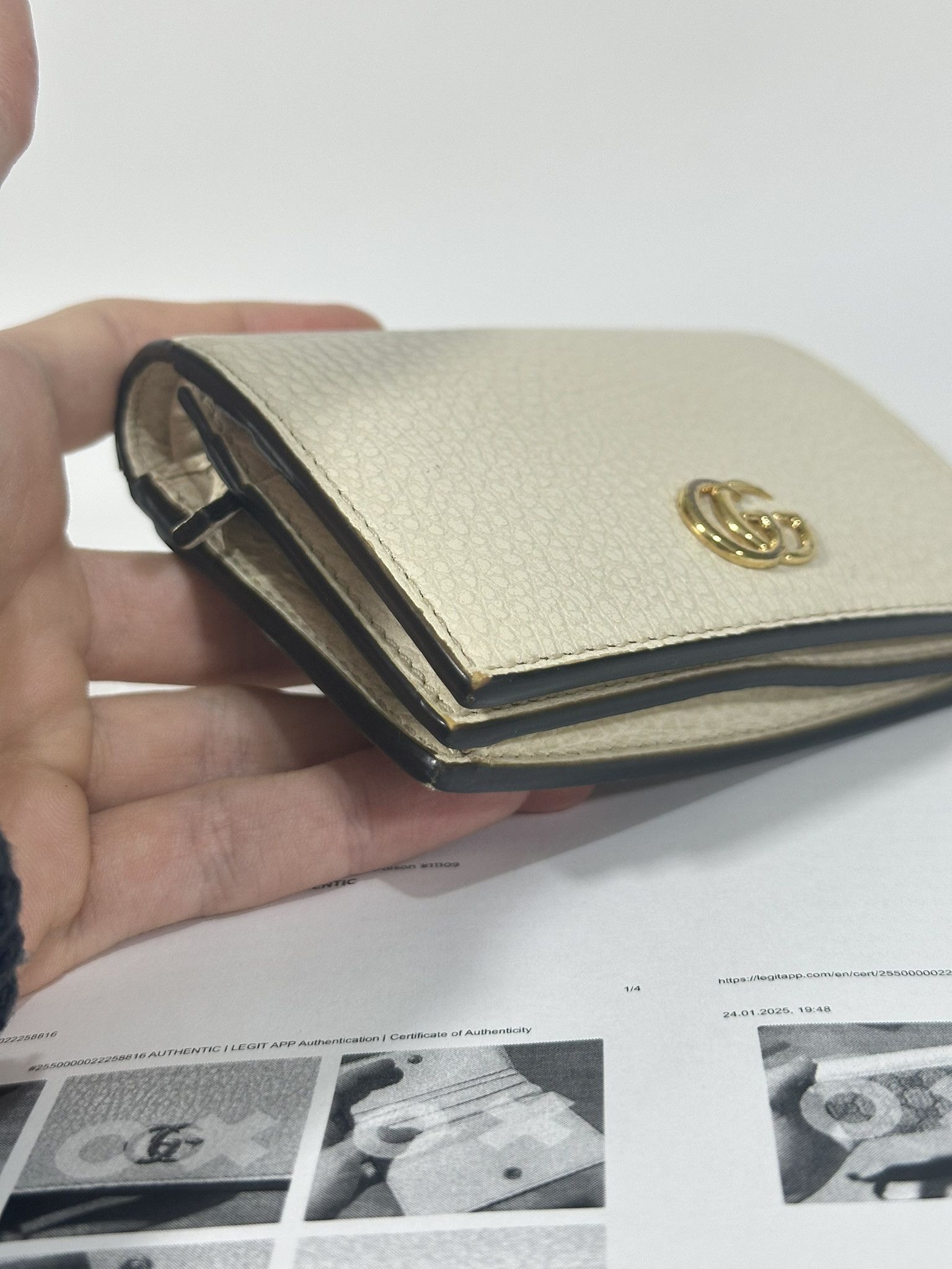 Gucci Gucci Wallet Marmont Supreme GG Monogram Ivory Leather Size ONE SIZE - 7 Thumbnail