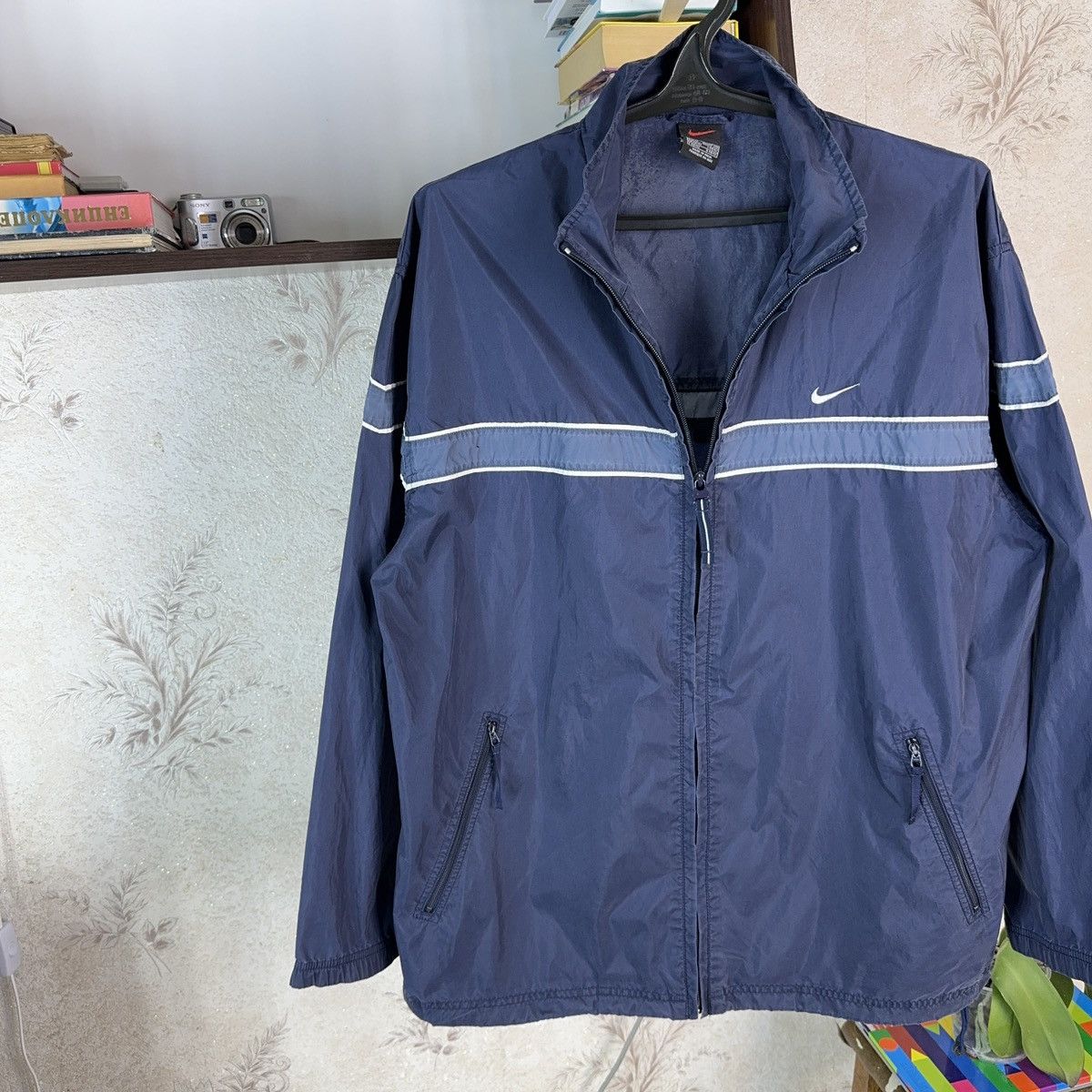 Nike × Vintage Vintage Nike Track Jacket 90s Blue Swoosh Zip Up Nylon Sz M Size US M / EU 48-50 / 2 - 8 Thumbnail