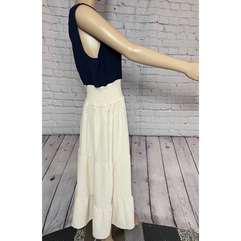 DKNY NWT New $139 DKNY Navy Ivory Layered Sleeveless Dress Size Size L / US 10 / IT 46 - 3 Thumbnail