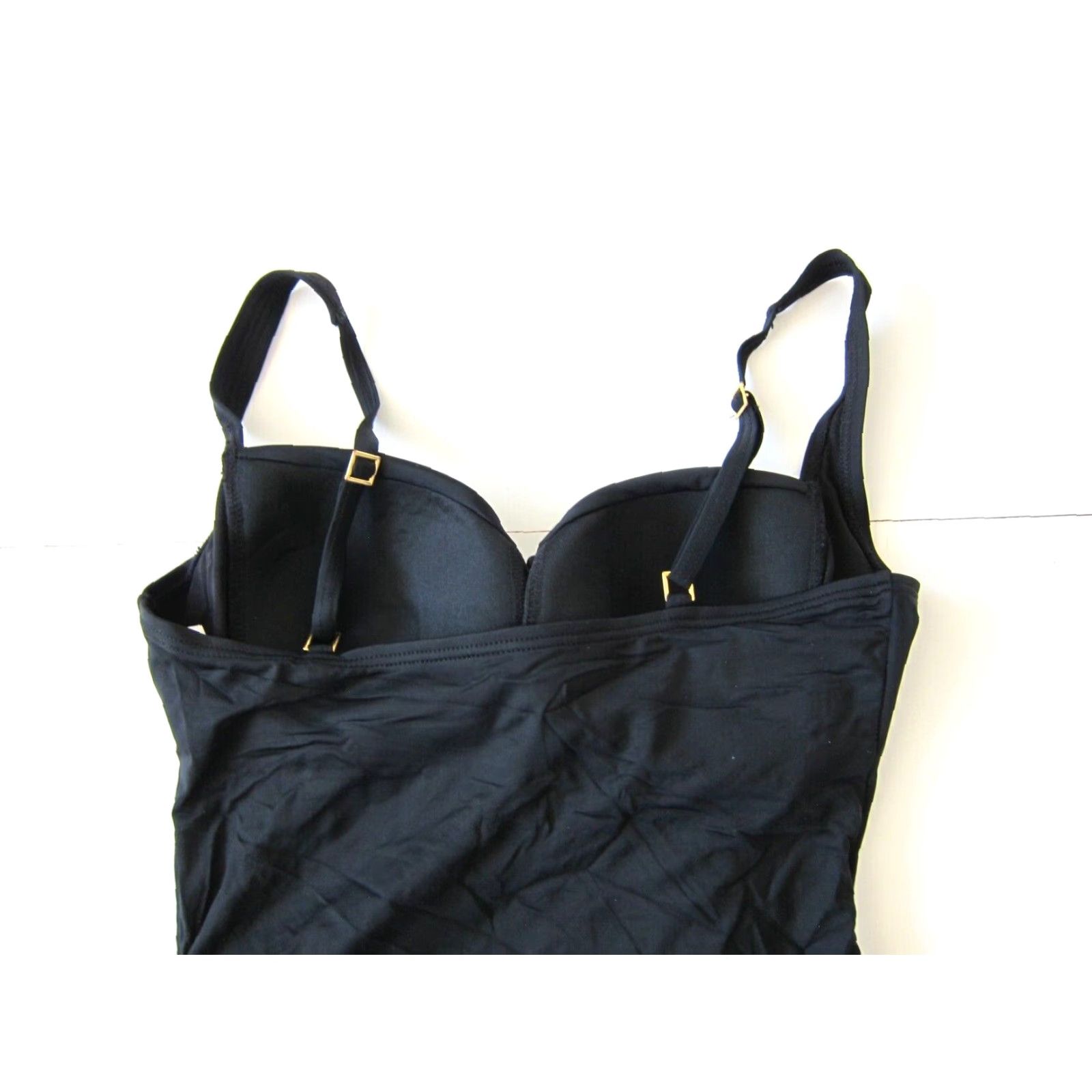 Jantzen Jantzen Black Beaded Jewel Ruched Slimming Built In Bra One Piece Swimsuit 8 Size ONE SIZE - 5 Thumbnail