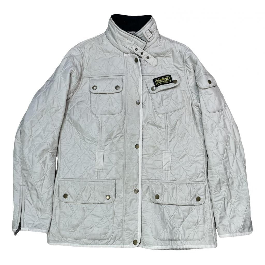 image of Barbour Jacket Puffer in White/Grey, Women's (Size Medium)
