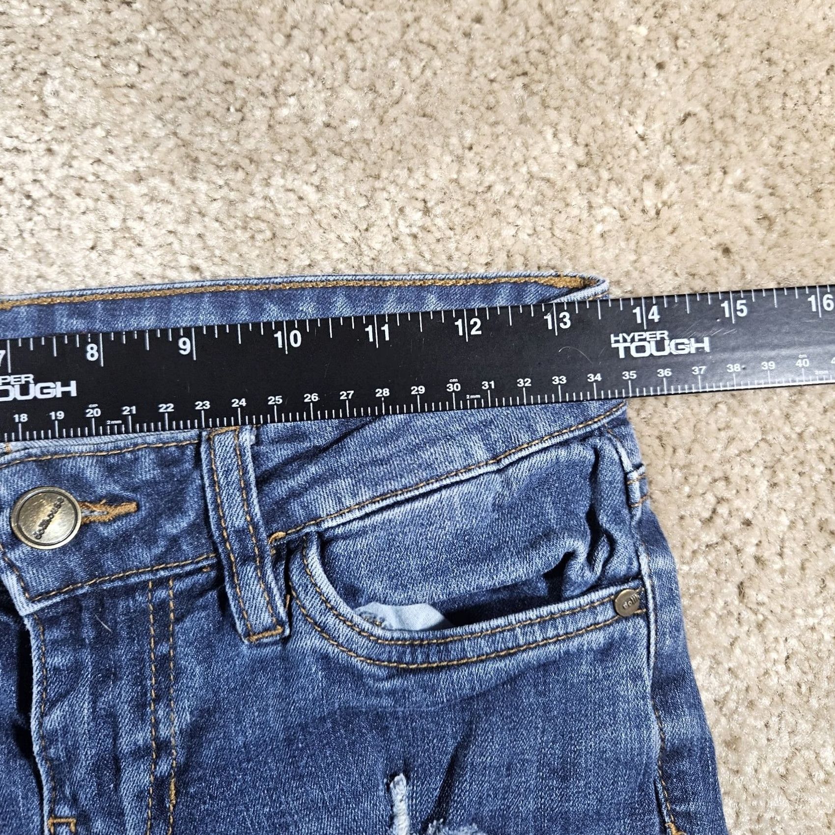 Vintage Dollhouse Women's Blue Straight Jeans Size 5 Distressed Destroyed Slim Stretch Mid Rise Size 27" / US 4 / IT 40 - 7 Thumbnail