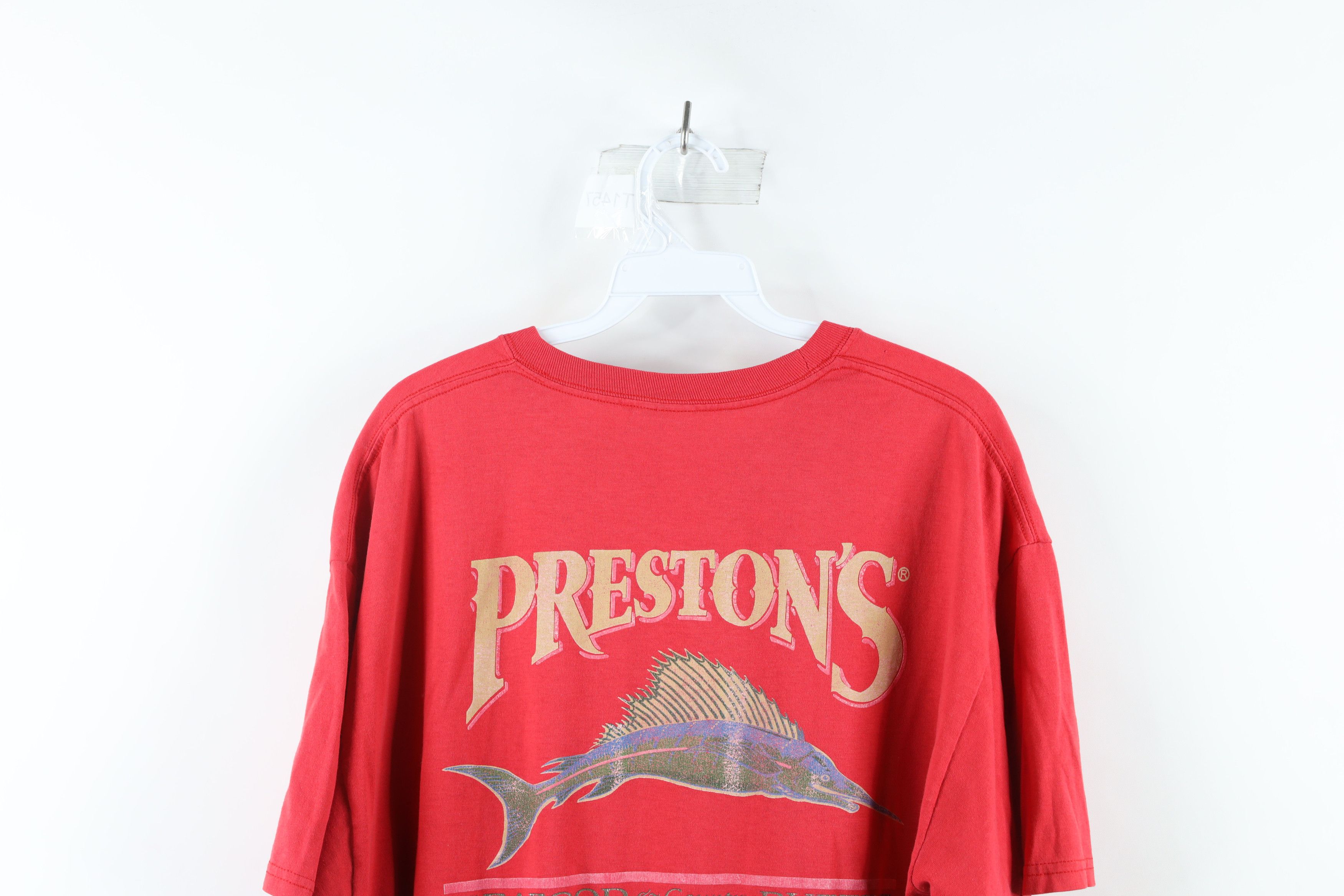 Vintage Vintage Streetwear Spell Out Prestons Seafood T-Shirt Red Size US L / EU 52-54 / 3 - 11 Thumbnail