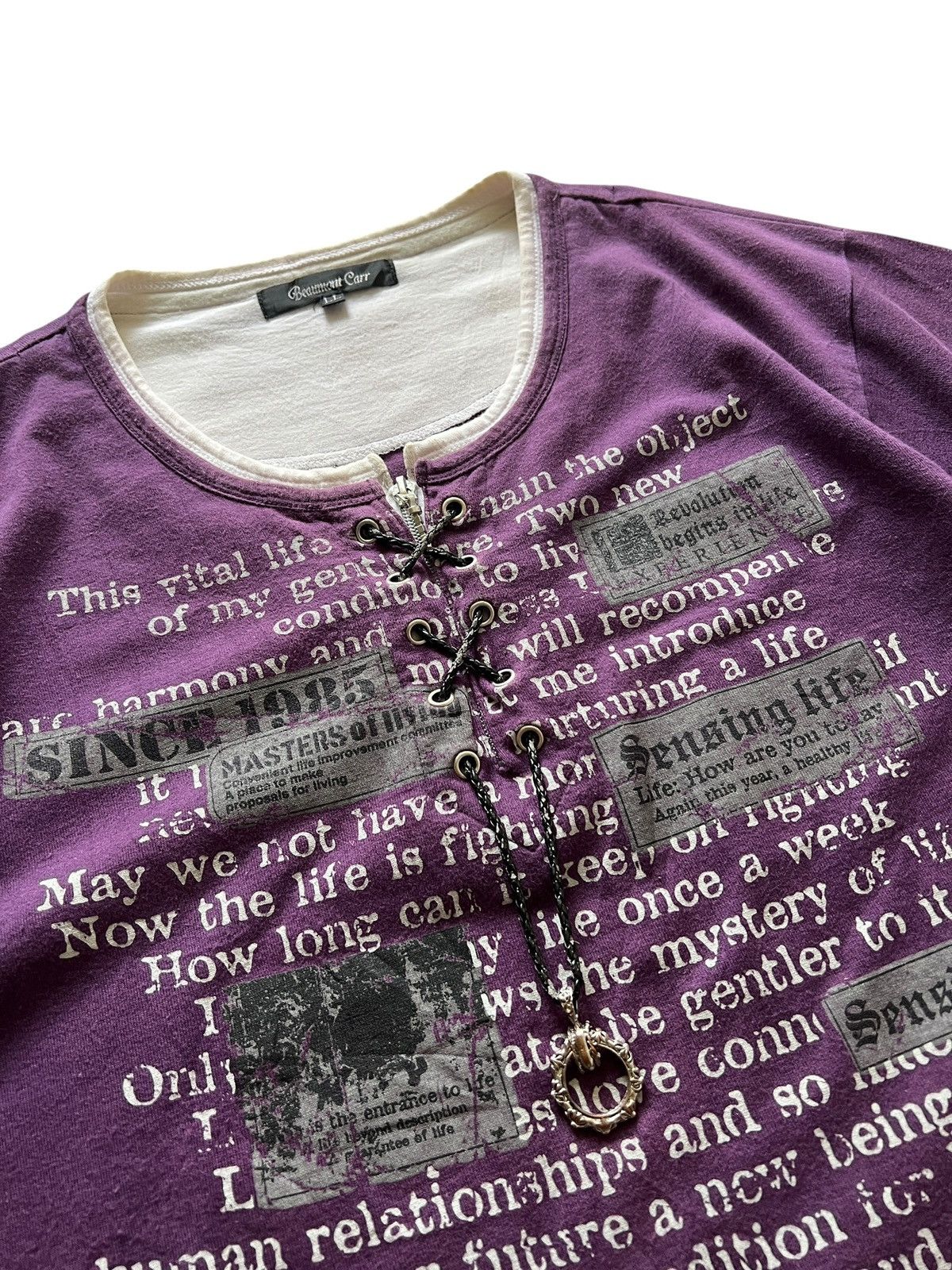 Seditionaries 2000s Beaumont Carr Lace Up Chain Poem Tshirt Size US L / EU 52-54 / 3 - 3 Thumbnail