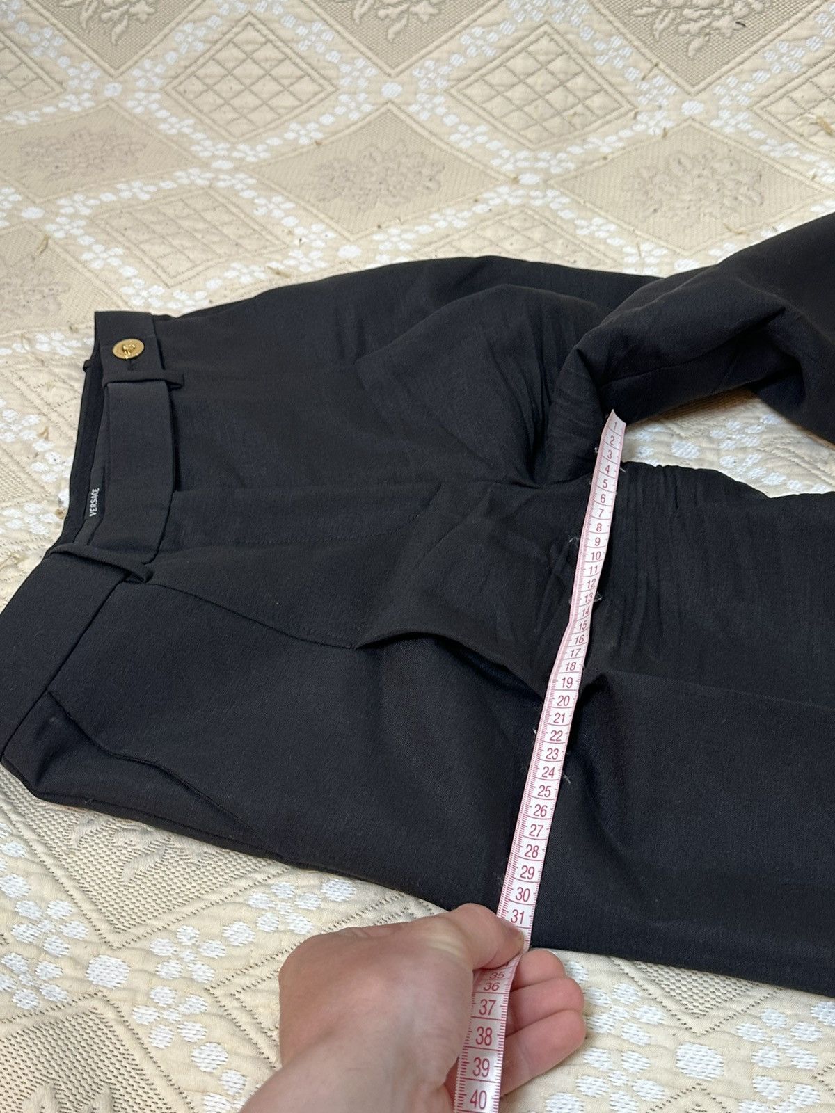 Versace 🔥 VERSACE Wide Leg Wool Blend Black Pants Trousers Size 26" / US 2 / IT 38 - 13 Thumbnail