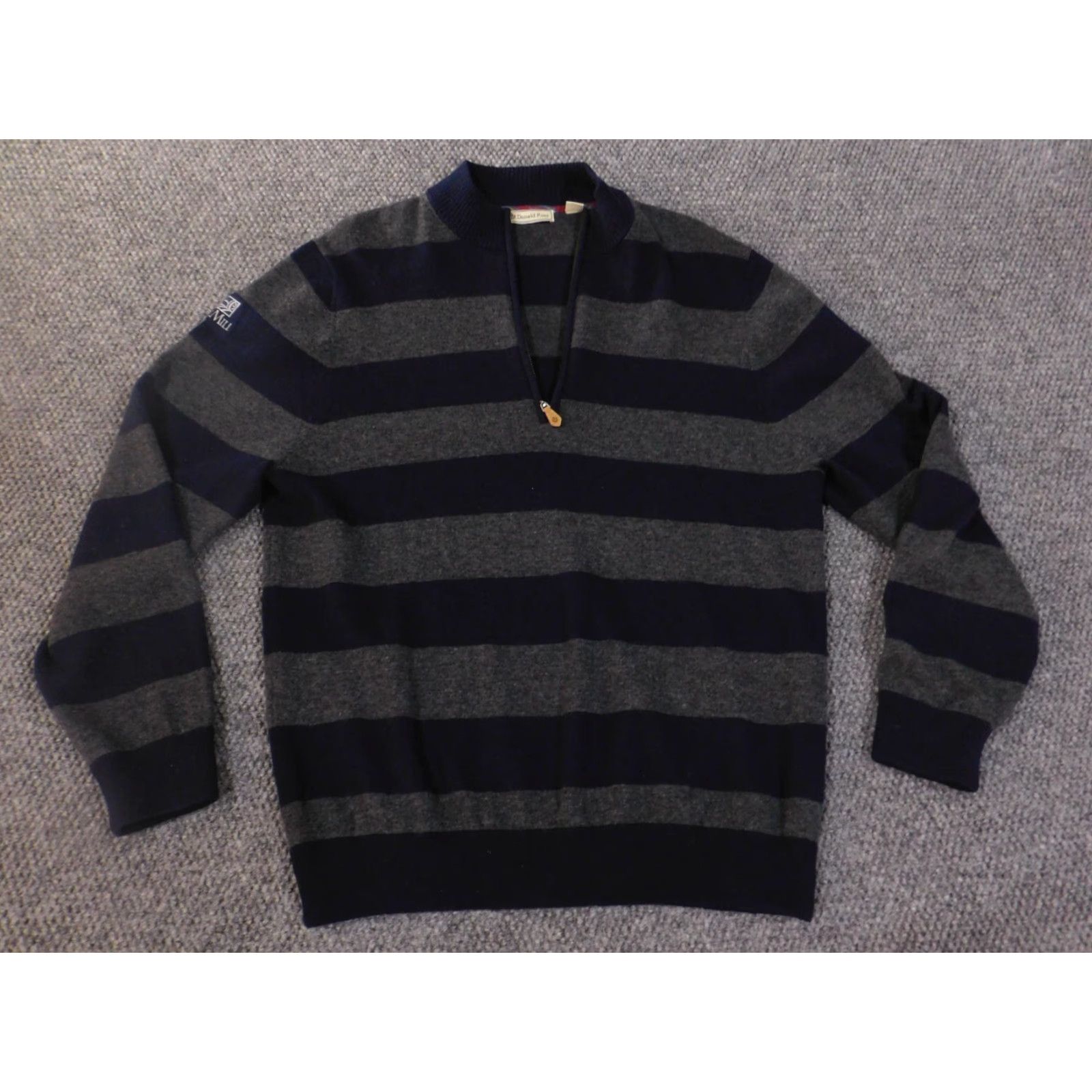 Vintage donald ross sweater mens large gray wool pullover 1/4 zip striped golf cardigan (no) Size US L / EU 52-54 / 3 - 2 Thumbnail