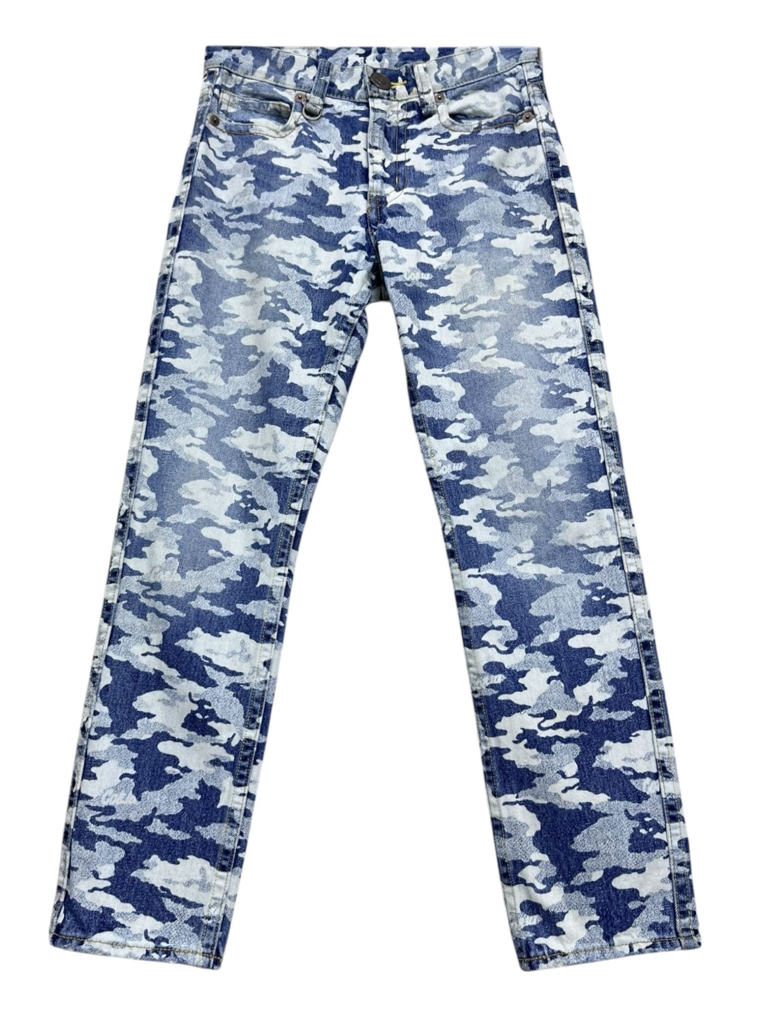 Japanese Brand FYE🔥Dope Camo Blue Print Denim Inspired by Hysteric Glamour Size 27" / US 4 / IT 40 - 1 Thumbnail