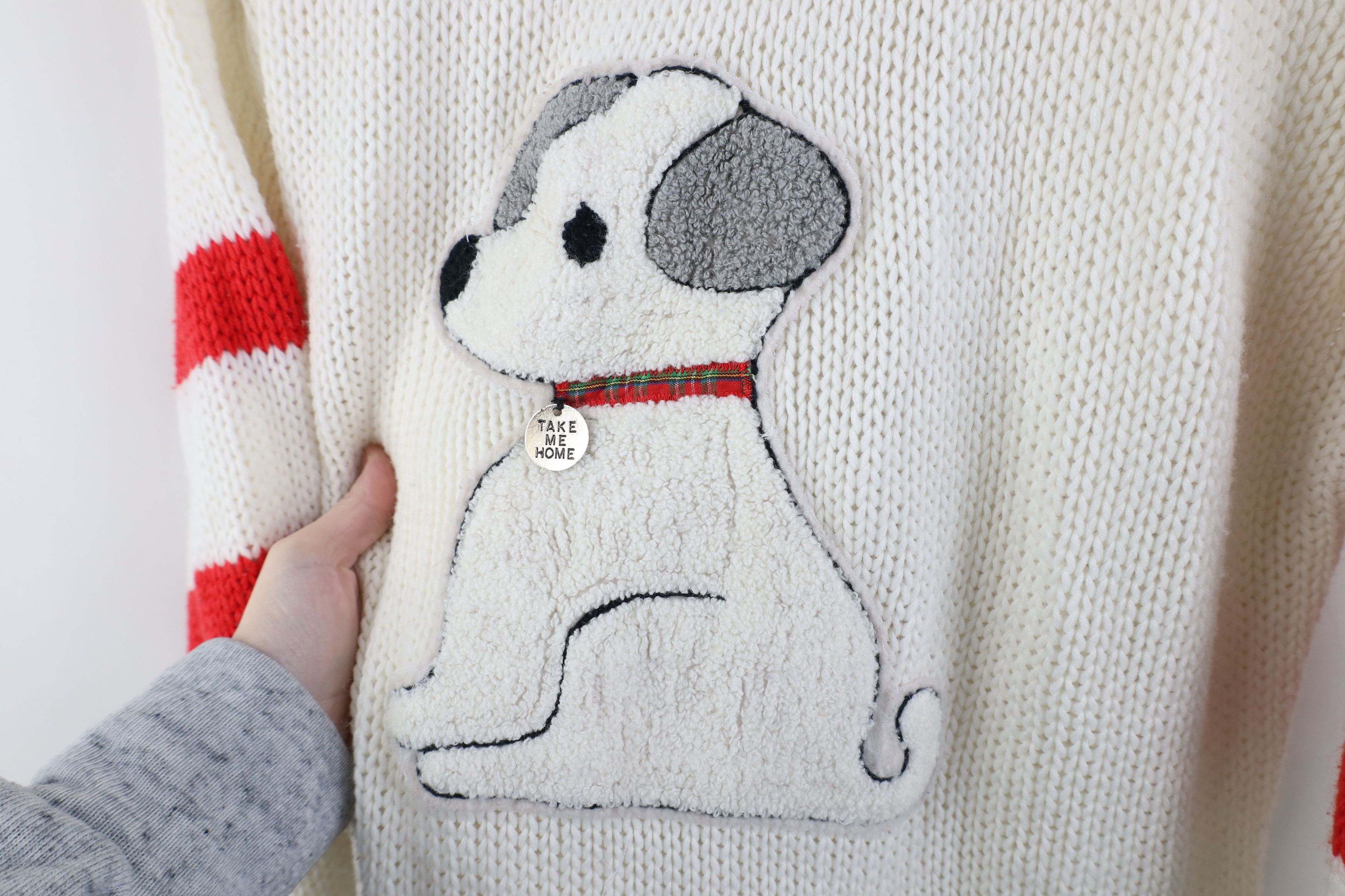 Vintage Vintage 80s 90s Streetwear Puppy Dog Knit Sweater White Size XXL / US 16-18 / IT 52-54 - 4 Thumbnail