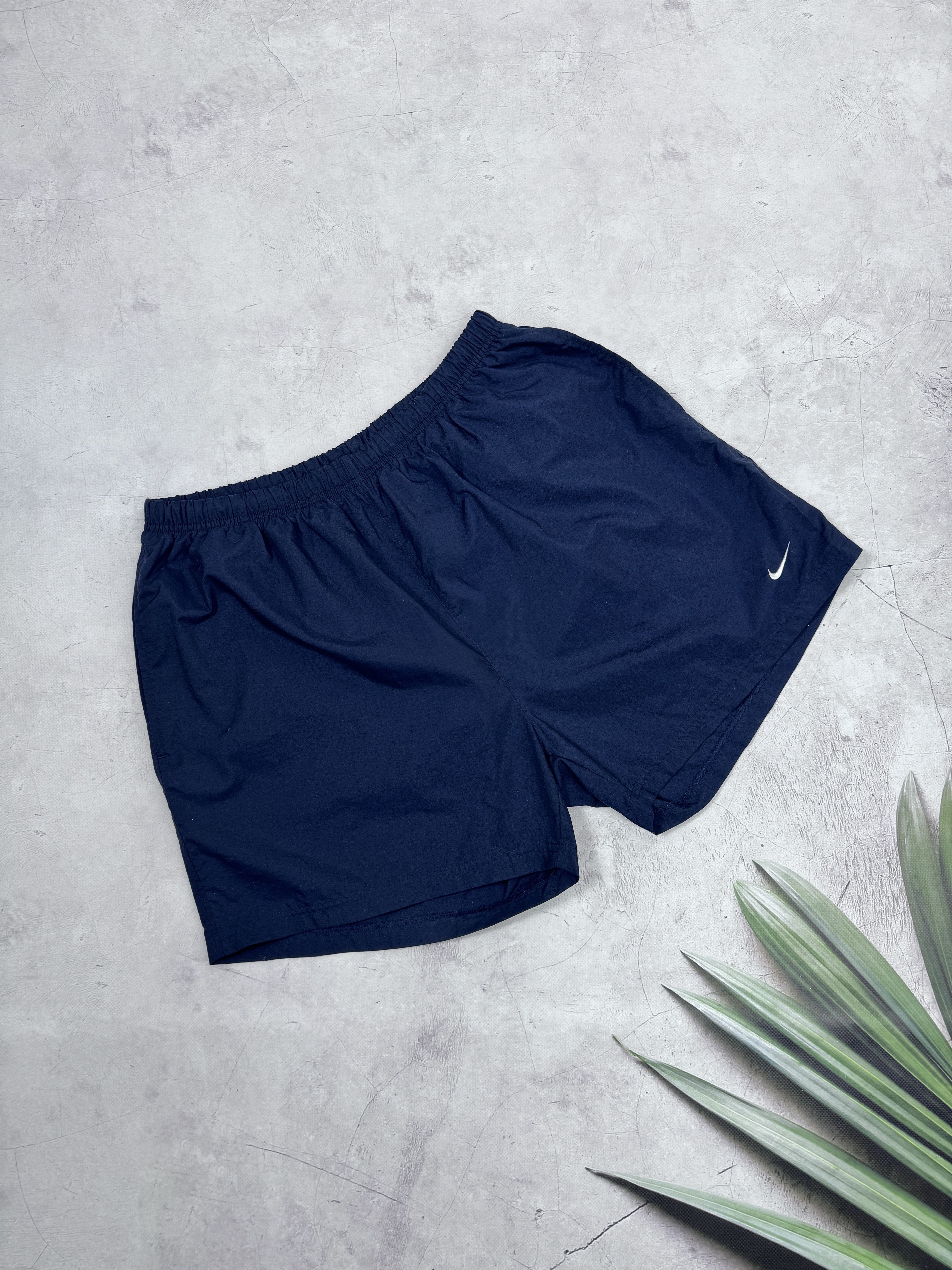Nike × Vintage Vintage Nike Shorts Swoosh Logo Dark Blue Size US 38 / EU 54 - 1 Thumbnail