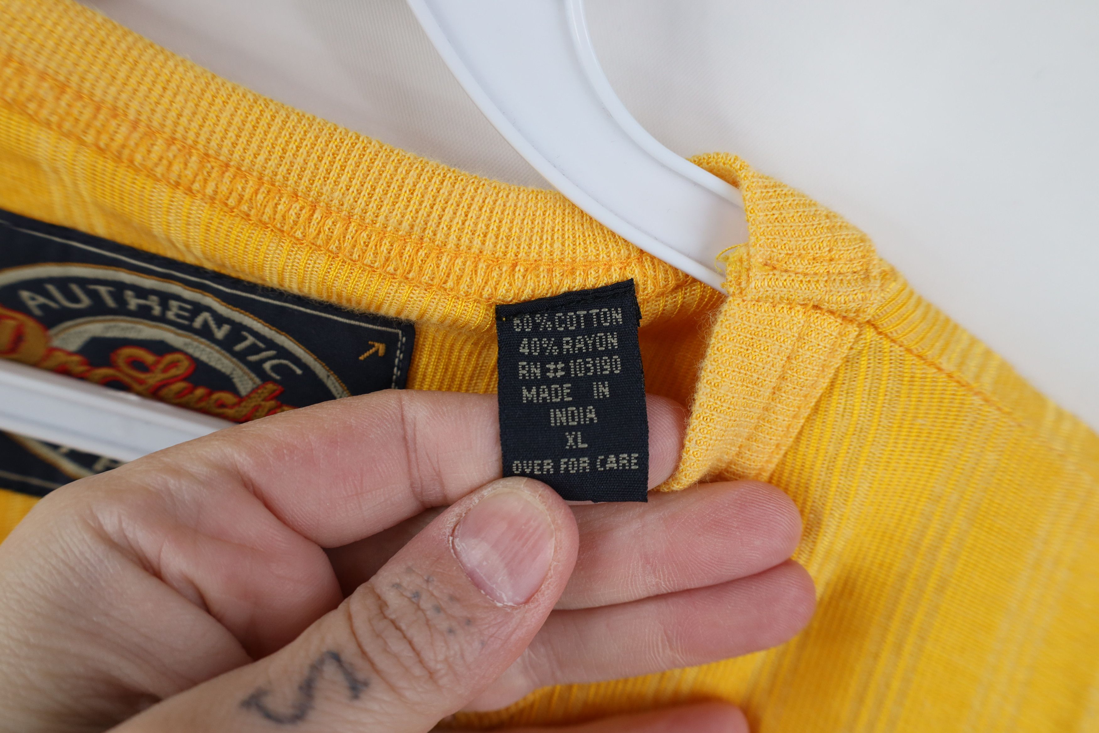 Vintage Vintage 90s Streetwear Ribbed Knit Ringer T-Shirt Yellow Size US XL / EU 56 / 4 - 6 Thumbnail