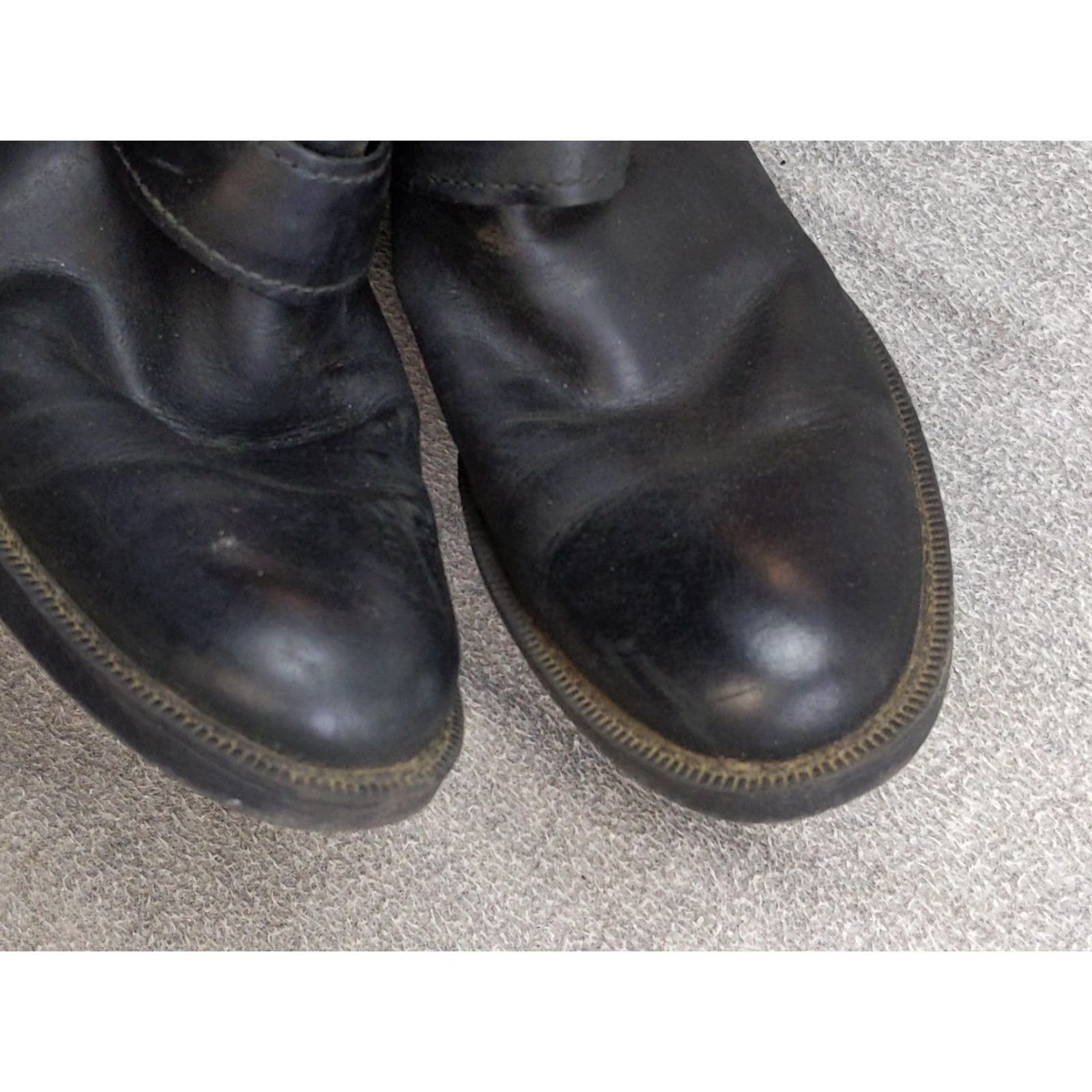 Vintage Enzo Angiolini Boots Womens 7.5 Black Leather Ankle Low Heel Biker Buckle Zip Size US 8 / IT 38 - 5 Thumbnail