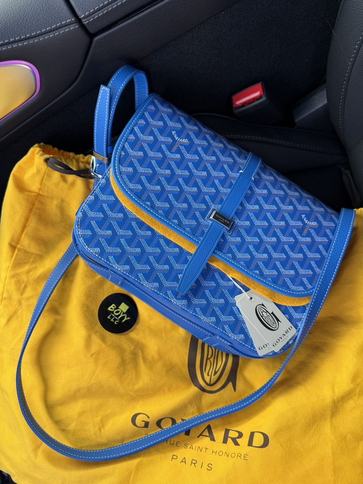 Goyard Belvedere Mm Messenger Bag in Blue, Men's