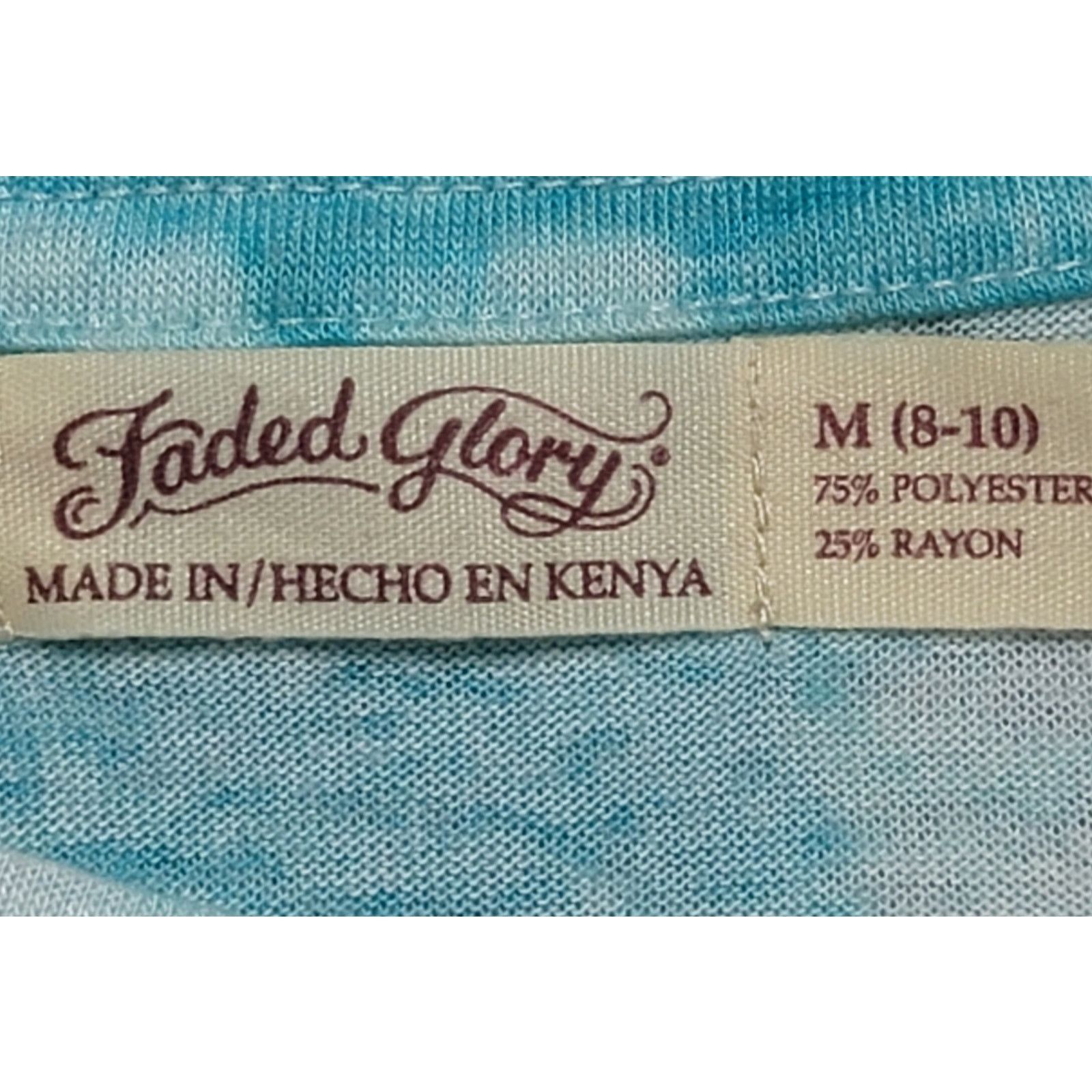 Faded Glory Faded Glory Teal Blue White Burnout Tie Dye Top Medium 8 10 Size M / US 6-8 / IT 42-44 - 4 Thumbnail